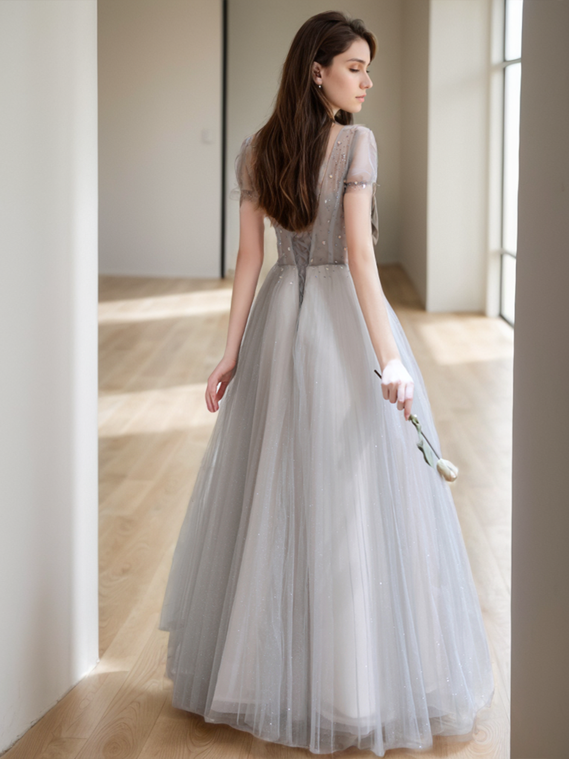 A-Line/Princess Evening Gown Sparkle&Shine Graduation Dress Floor Length