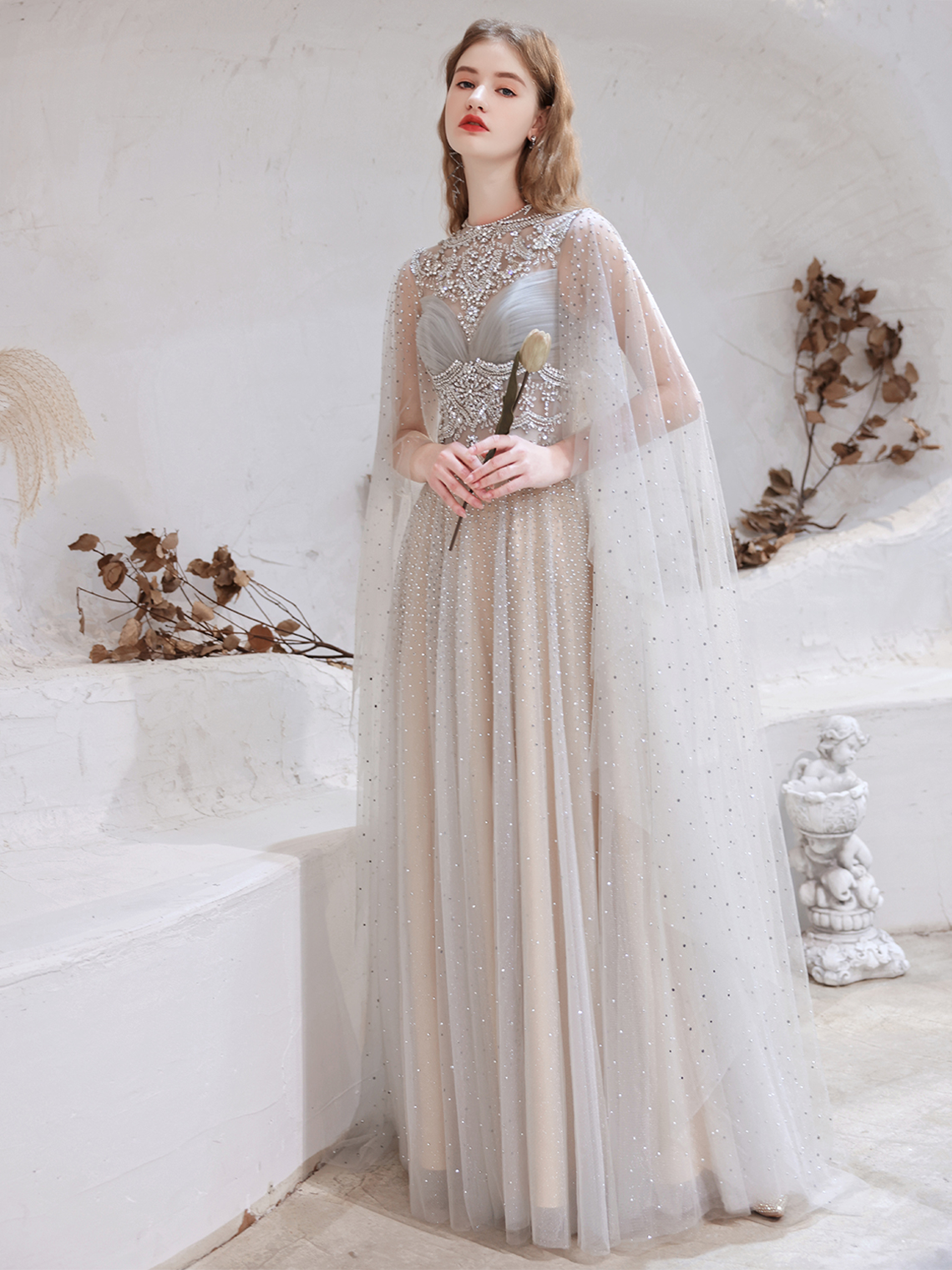 A-Line/Princess Evening Gown Luxury Prom Graduation Dress Floor Length