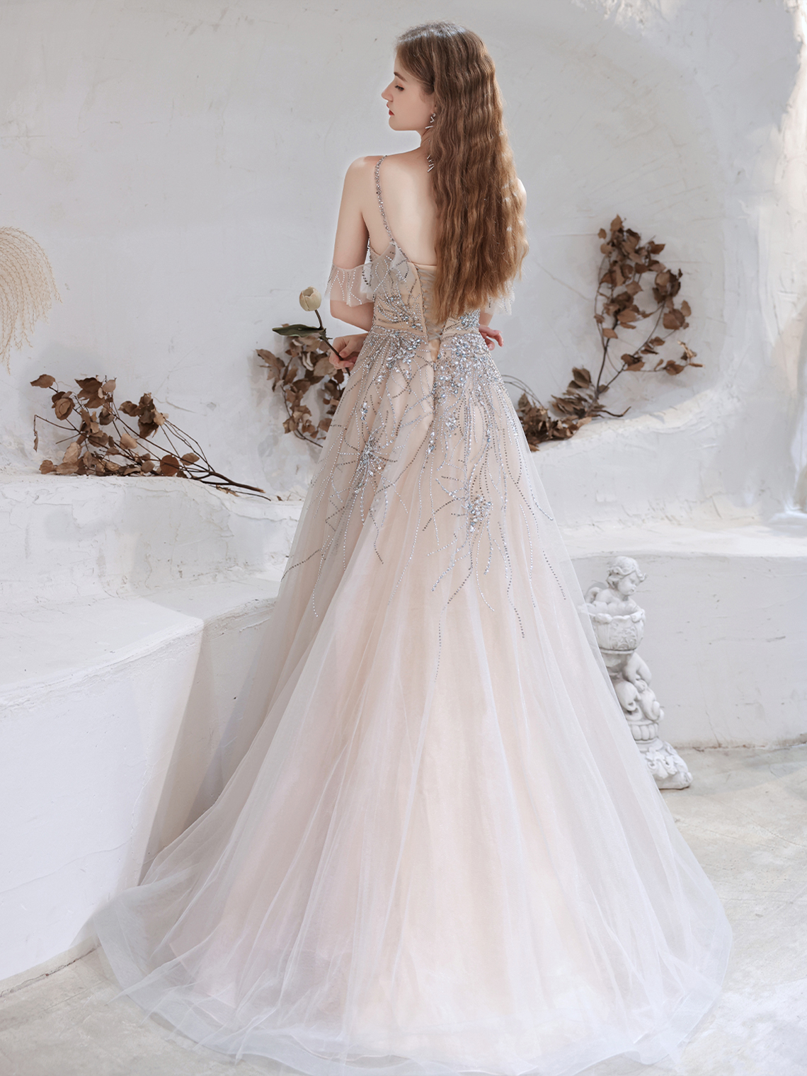 A-Line/Princess Prom Dresses Sparkle Formal Elegant Evening Dress 