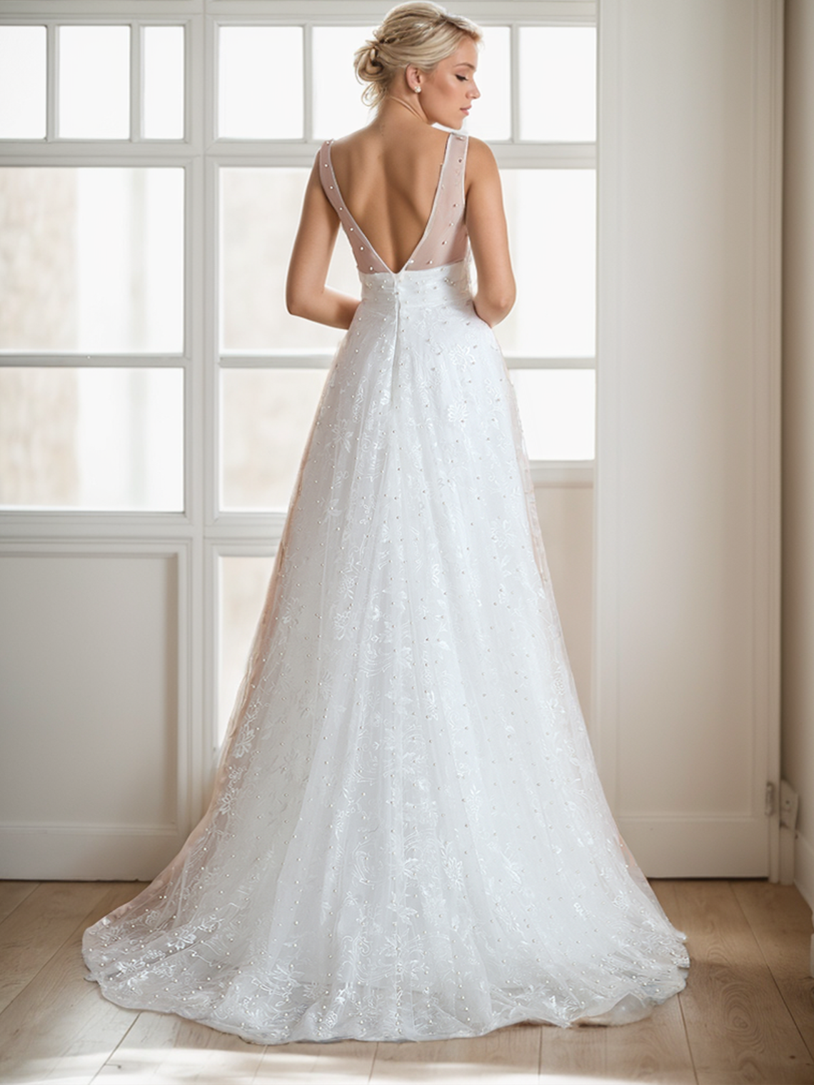 A-Line/Princess Engagement Formal Wedding Dresses Beading Bridal Gowns