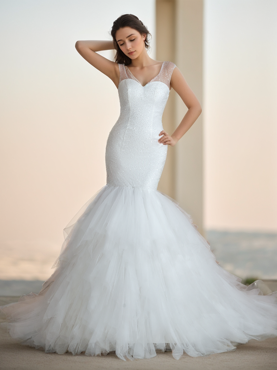 Mermaid/Trumpet Luxury Plus Size Formal Engagement Wedding Dresses