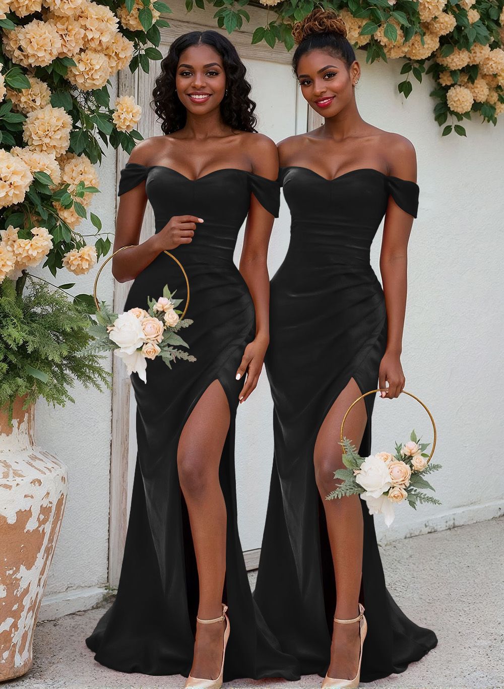 Trumpet/Mermaid Off-The-Shoulder Silk Like Satin Bridesmaid Dresses With Split Front, product image 131