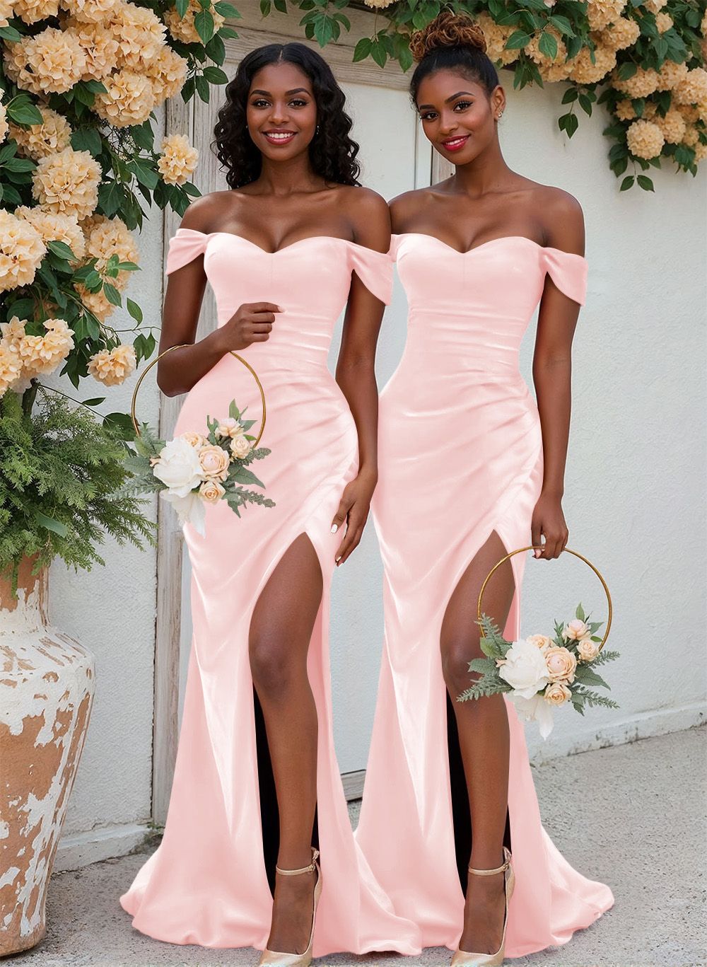 Trumpet/Mermaid Off-The-Shoulder Silk Like Satin Bridesmaid Dresses With Split Front, product image 44