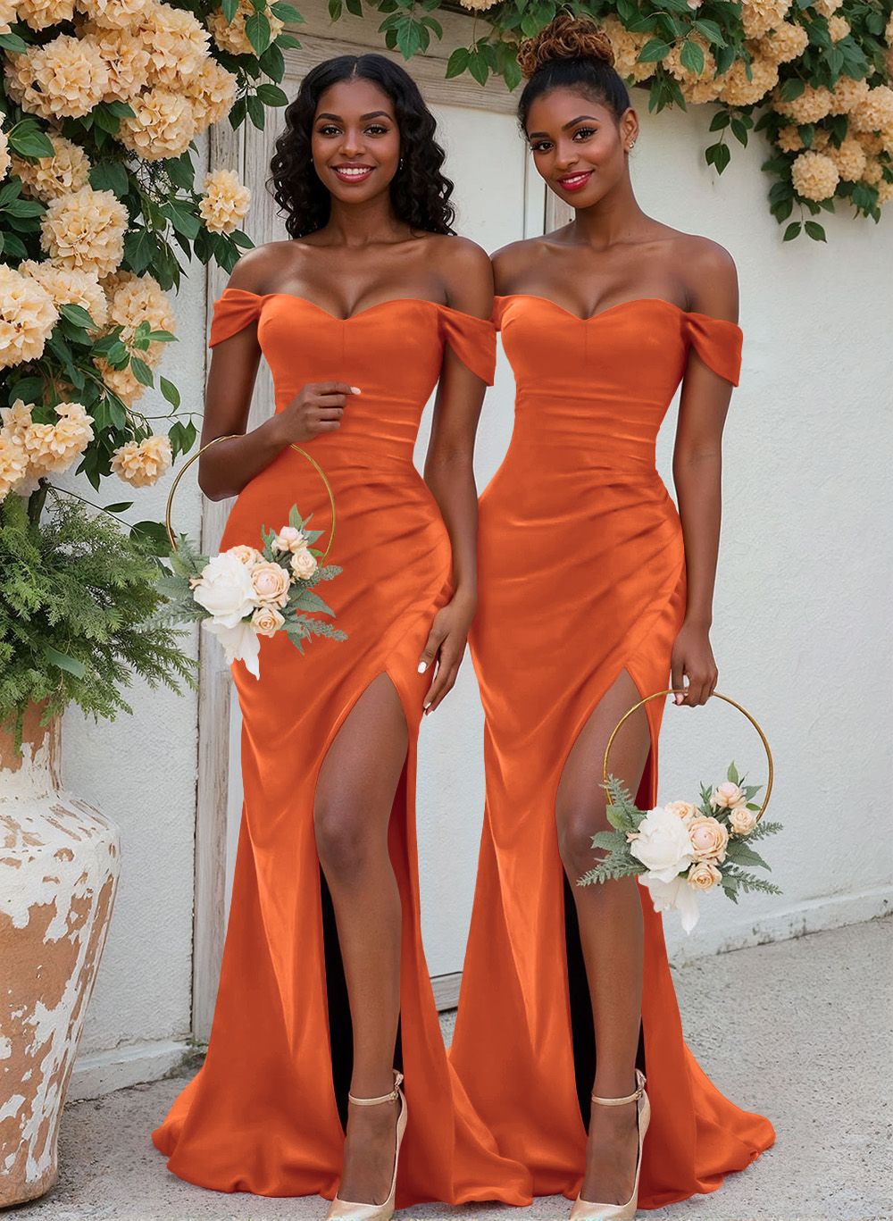 Trumpet/Mermaid Off-The-Shoulder Silk Like Satin Bridesmaid Dresses With Split Front, product image 113