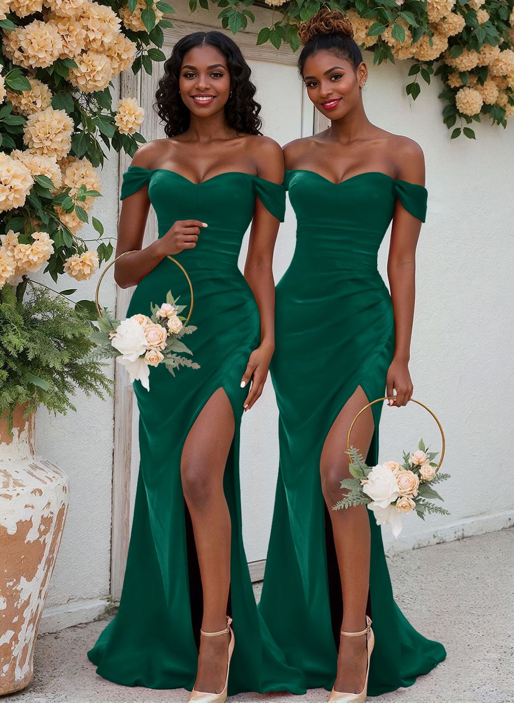 Trumpet/Mermaid Off-The-Shoulder Silk Like Satin Bridesmaid Dresses With Split Front, product image 137