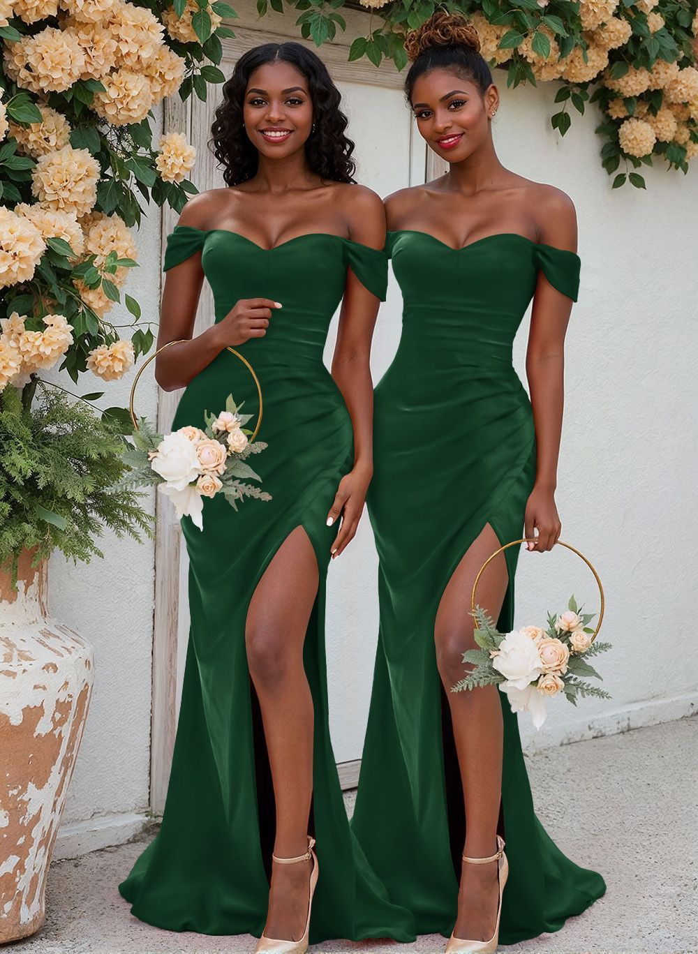 Trumpet/Mermaid Off-The-Shoulder Silk Like Satin Bridesmaid Dresses With Split Front, product image 86