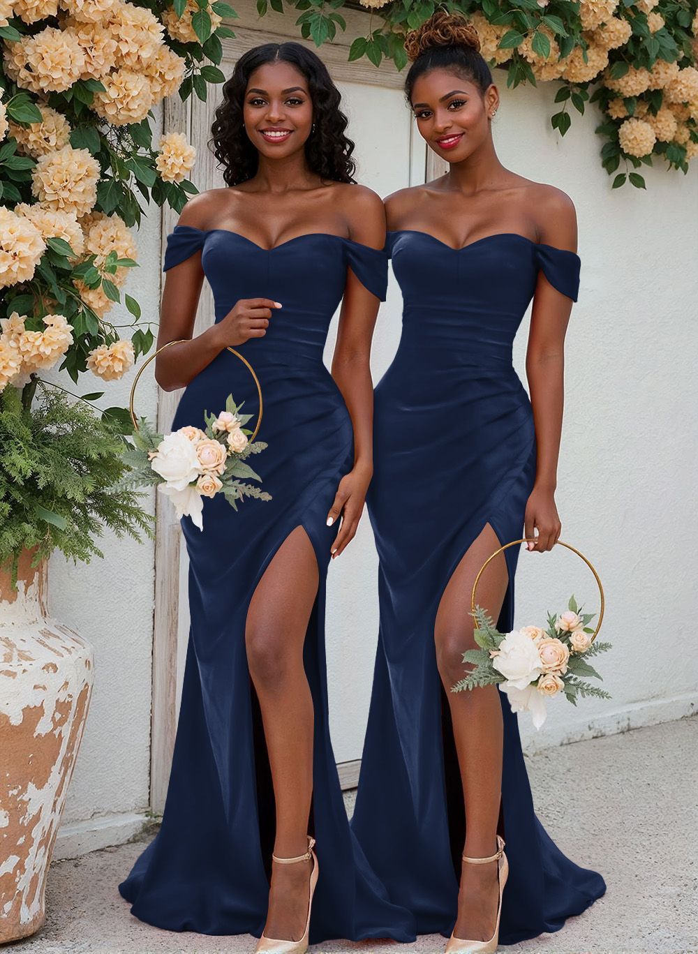 Trumpet/Mermaid Off-The-Shoulder Silk Like Satin Bridesmaid Dresses With Split Front, product image 8