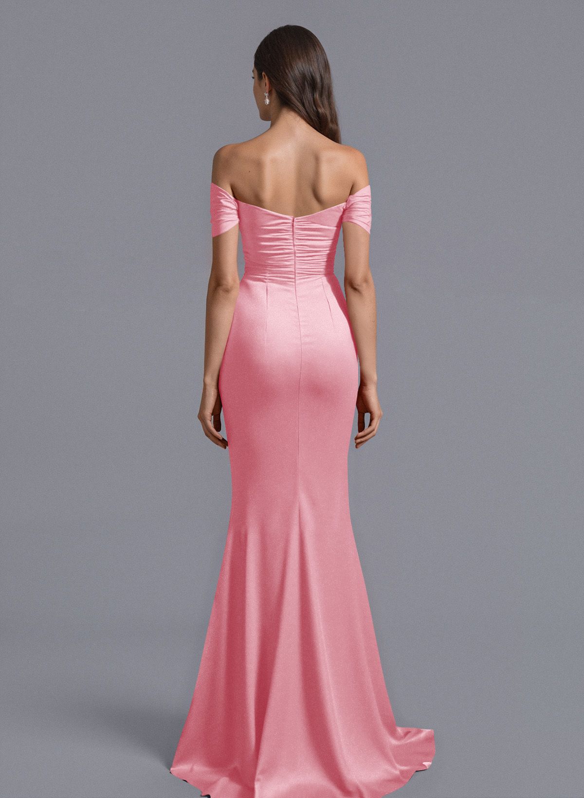 Trumpet/Mermaid Off-The-Shoulder Silk Like Satin Bridesmaid Dresses With Split Front, product image 42