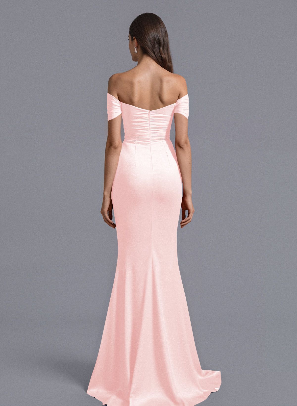 Trumpet/Mermaid Off-The-Shoulder Silk Like Satin Bridesmaid Dresses With Split Front, product image 45