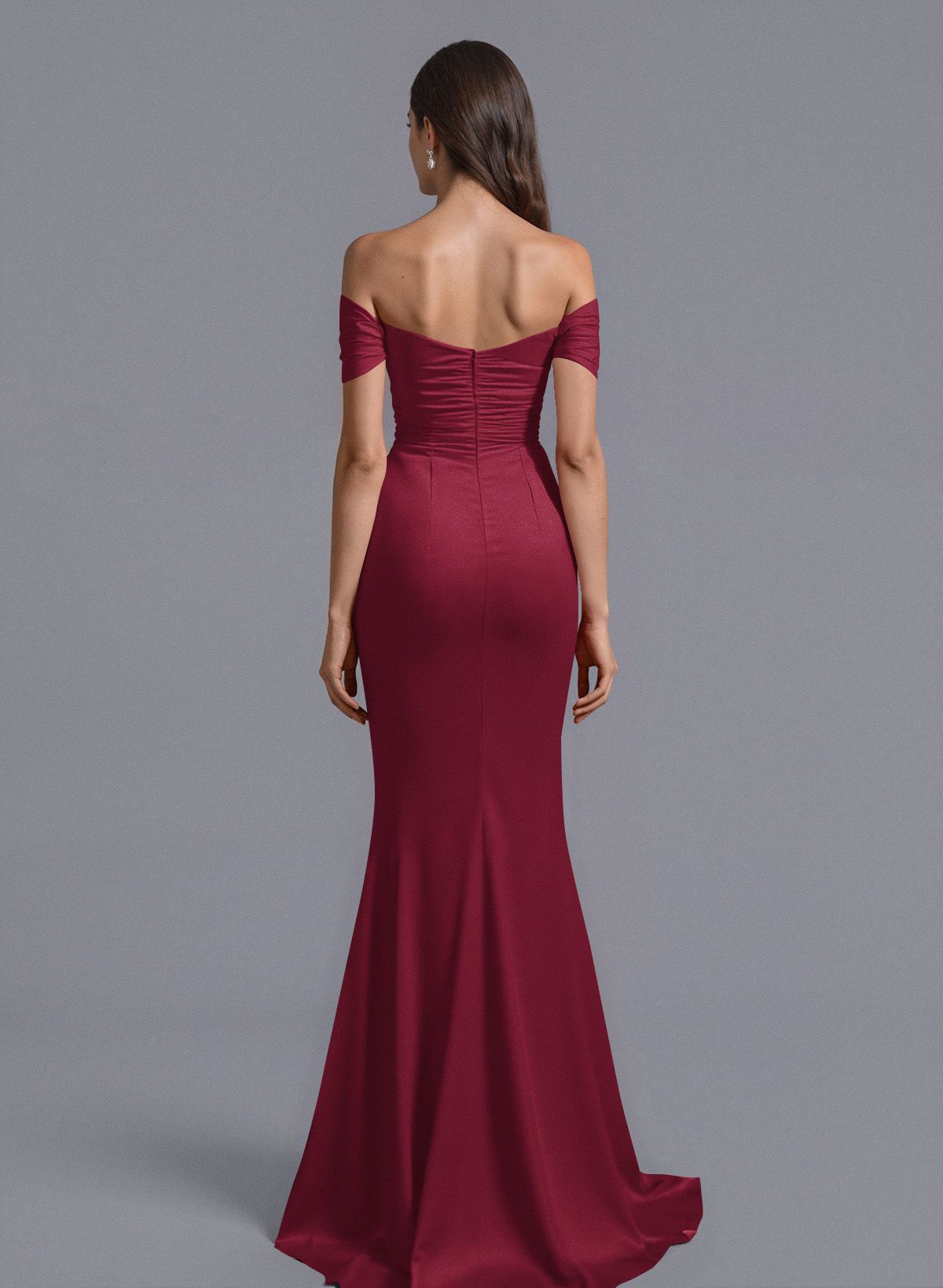 Trumpet/Mermaid Off-The-Shoulder Silk Like Satin Bridesmaid Dresses With Split Front, product image 30