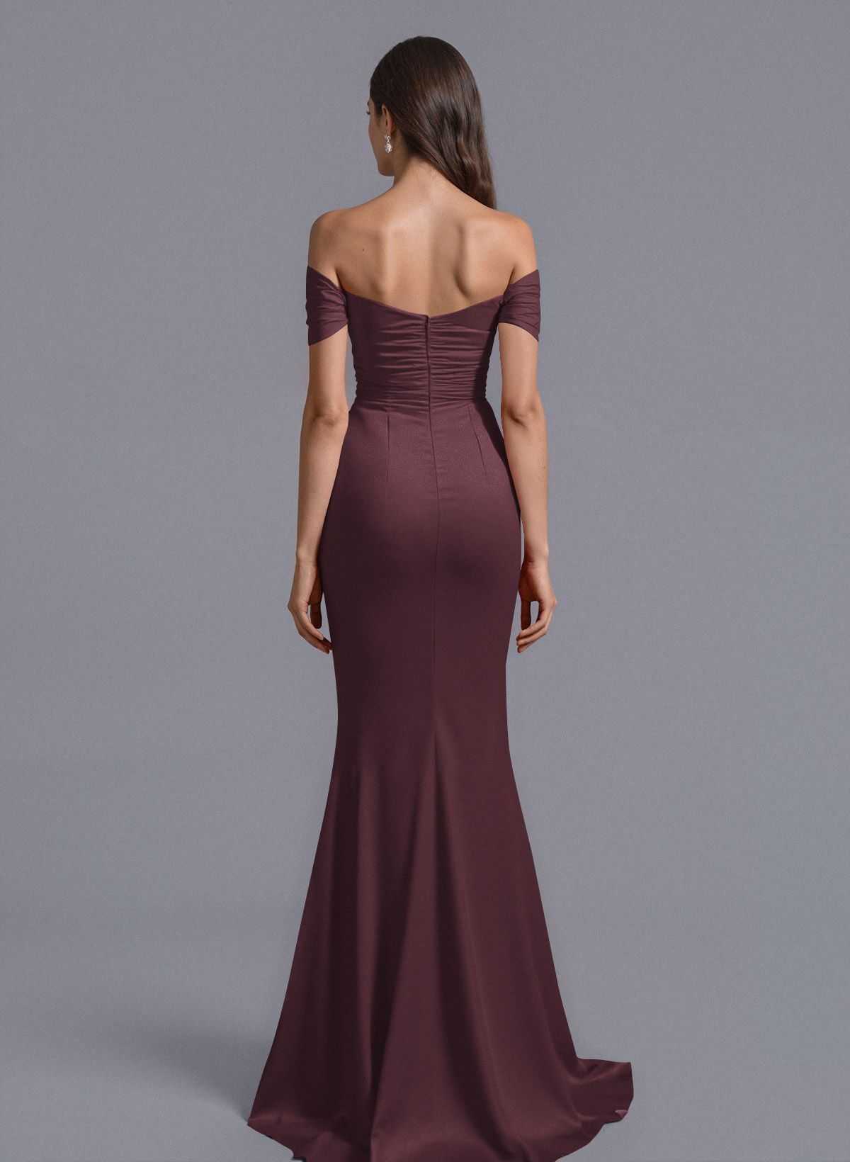Trumpet/Mermaid Off-The-Shoulder Silk Like Satin Bridesmaid Dresses With Split Front, product image 27
