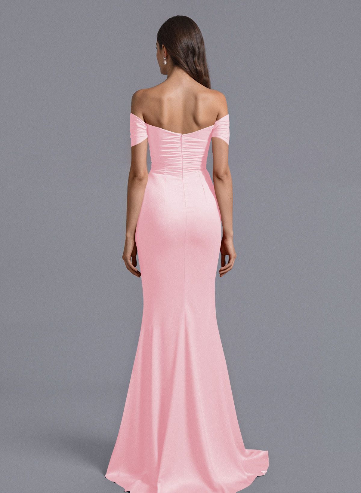 Trumpet/Mermaid Off-The-Shoulder Silk Like Satin Bridesmaid Dresses With Split Front, product image 48