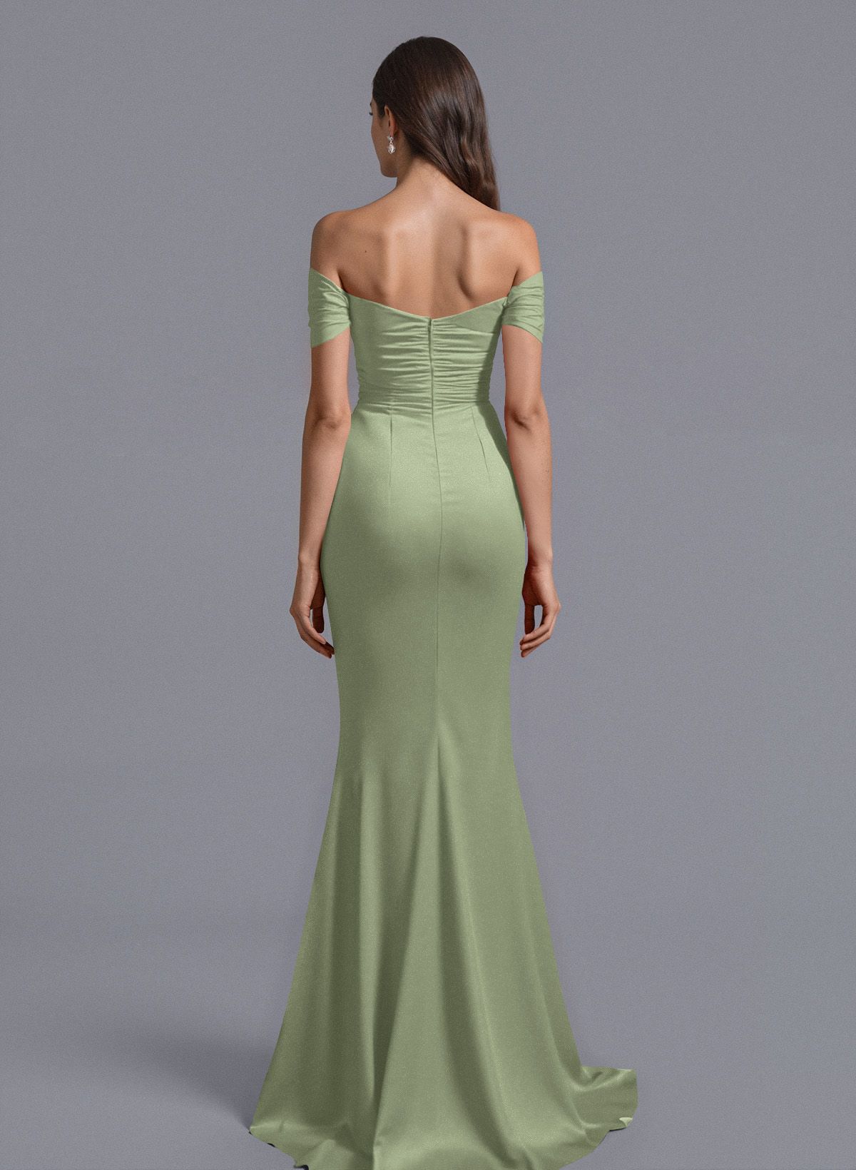 Trumpet/Mermaid Off-The-Shoulder Silk Like Satin Bridesmaid Dresses With Split Front, product image 96