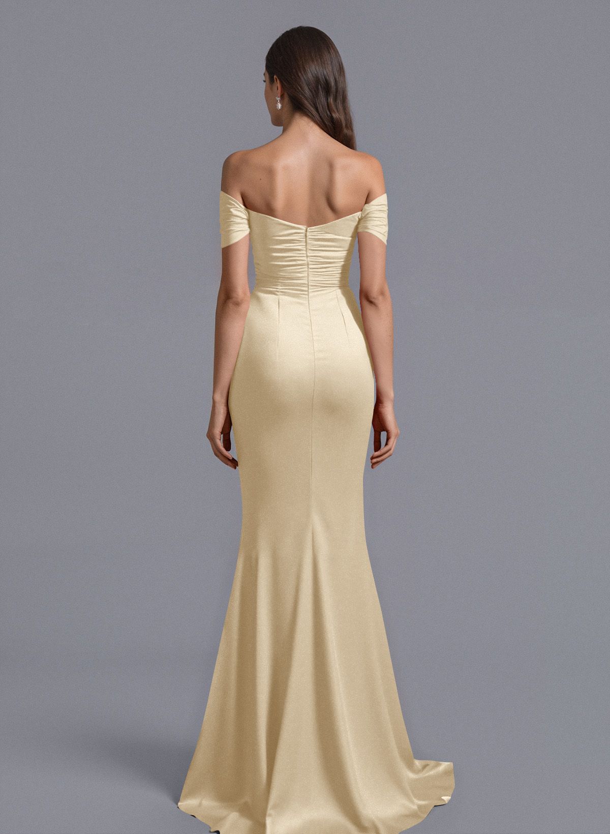 Trumpet/Mermaid Off-The-Shoulder Silk Like Satin Bridesmaid Dresses With Split Front, product image 102