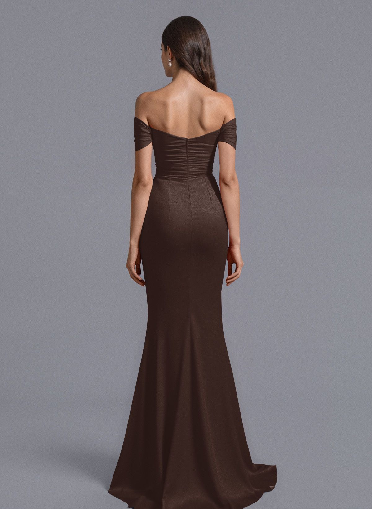 Trumpet/Mermaid Off-The-Shoulder Silk Like Satin Bridesmaid Dresses With Split Front, product image 117