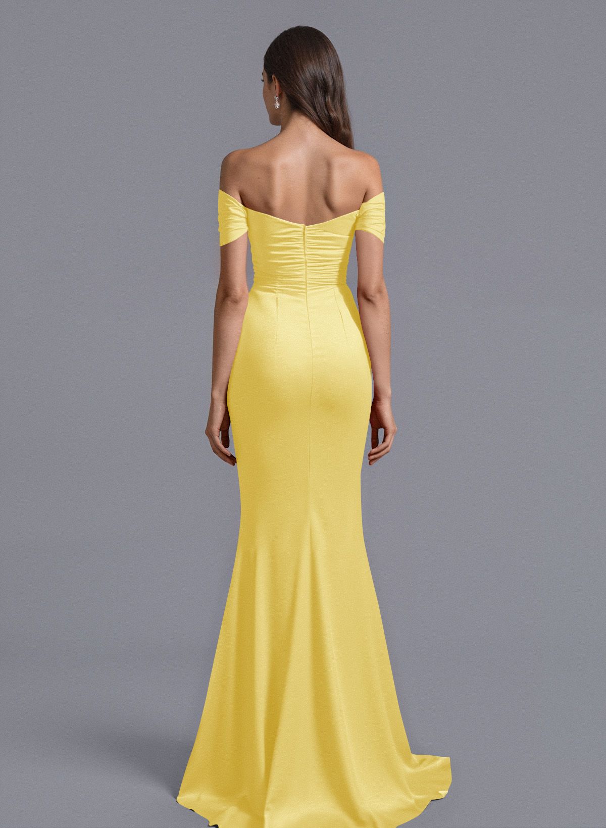 Trumpet/Mermaid Off-The-Shoulder Silk Like Satin Bridesmaid Dresses With Split Front, product image 108