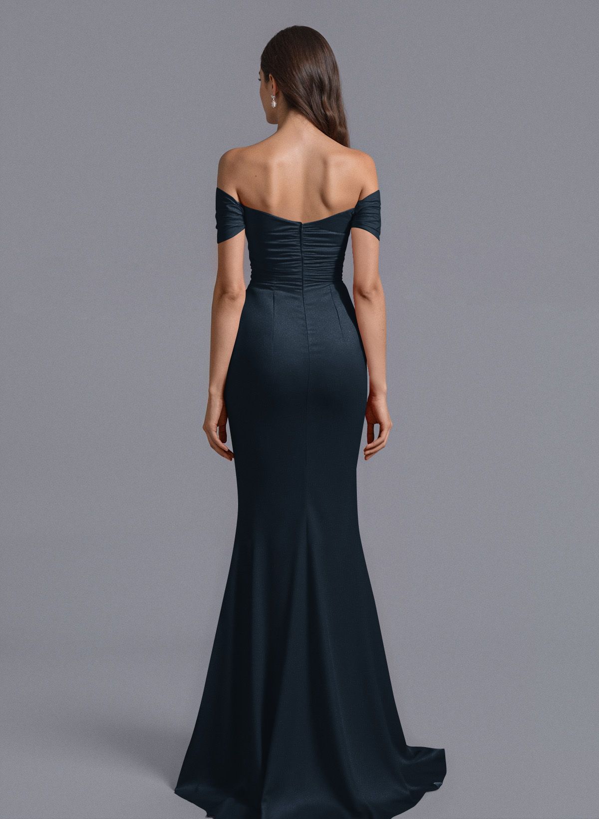 Trumpet/Mermaid Off-The-Shoulder Silk Like Satin Bridesmaid Dresses With Split Front, product image 6