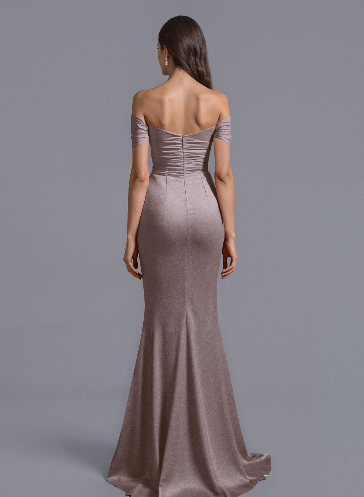 Trumpet/Mermaid Off-The-Shoulder Silk Like Satin Bridesmaid Dresses With Split Front, product image 51