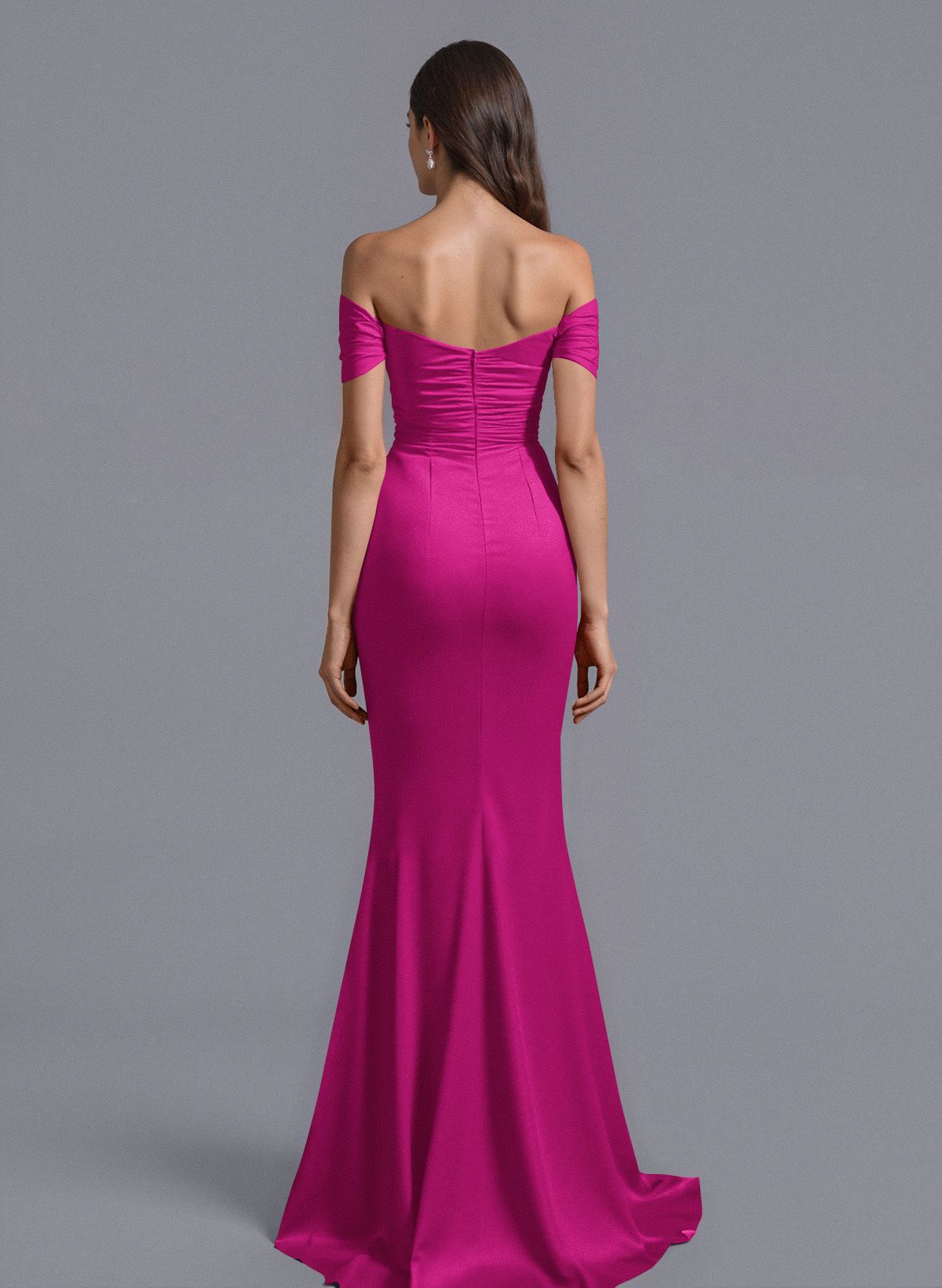 Trumpet/Mermaid Off-The-Shoulder Silk Like Satin Bridesmaid Dresses With Split Front, product image 78