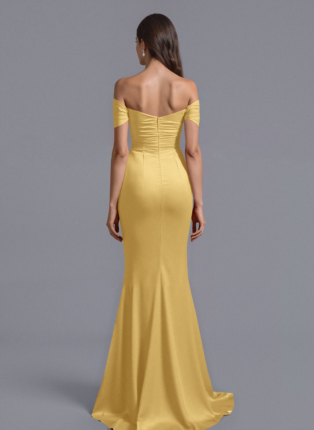 Trumpet/Mermaid Off-The-Shoulder Silk Like Satin Bridesmaid Dresses With Split Front, product image 111