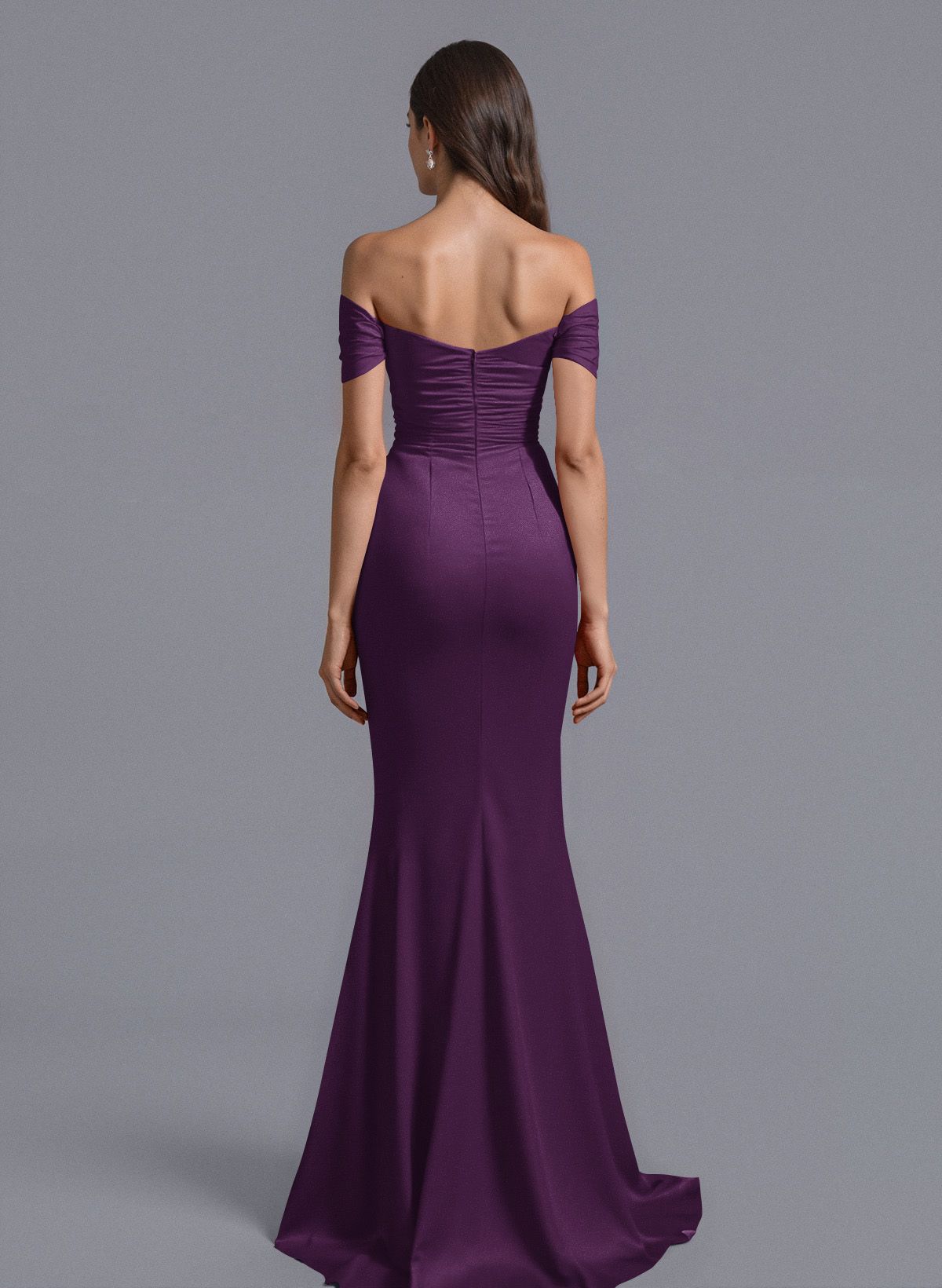 Trumpet/Mermaid Off-The-Shoulder Silk Like Satin Bridesmaid Dresses With Split Front, product image 72