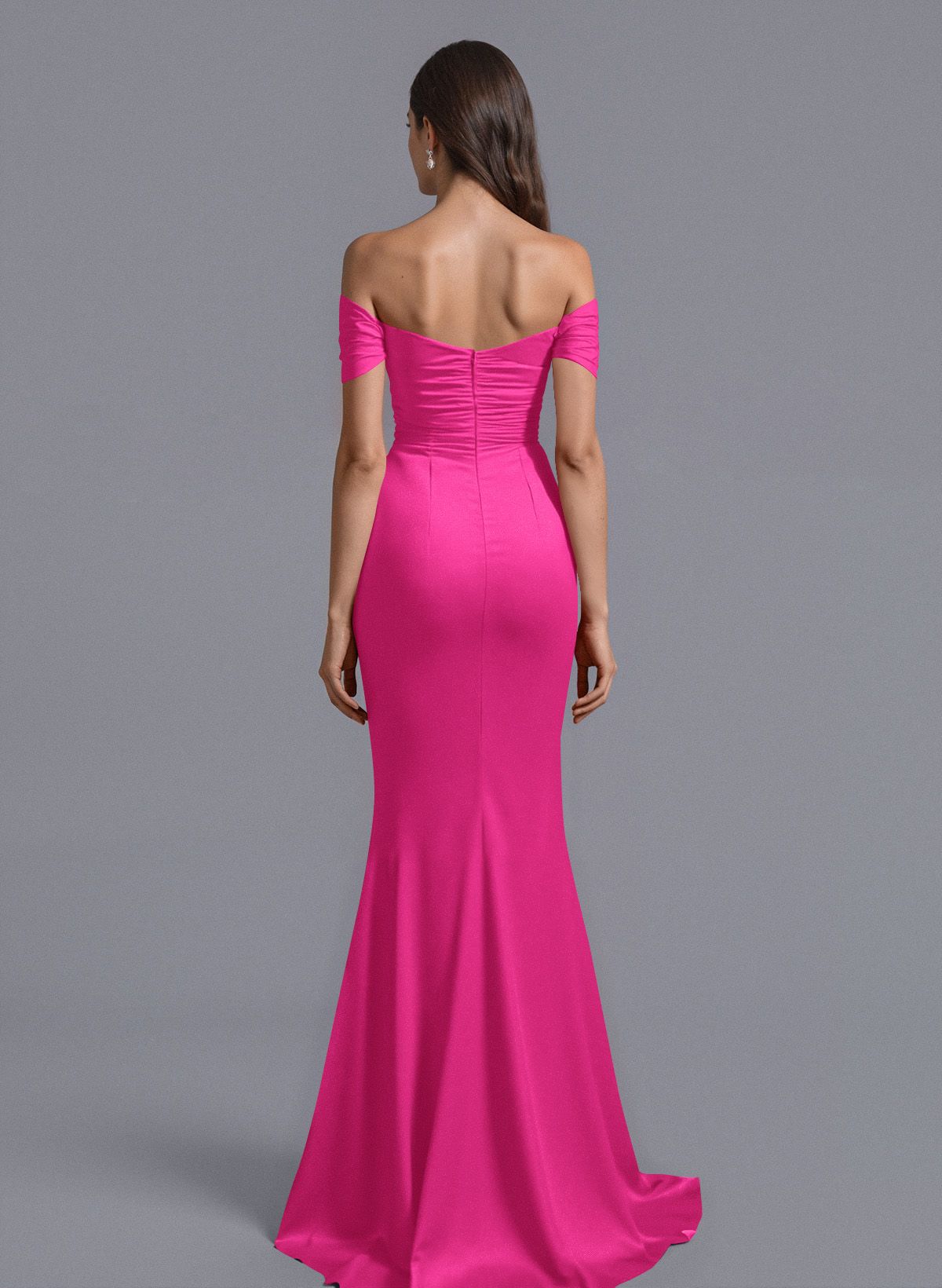Trumpet/Mermaid Off-The-Shoulder Silk Like Satin Bridesmaid Dresses With Split Front, product image 81
