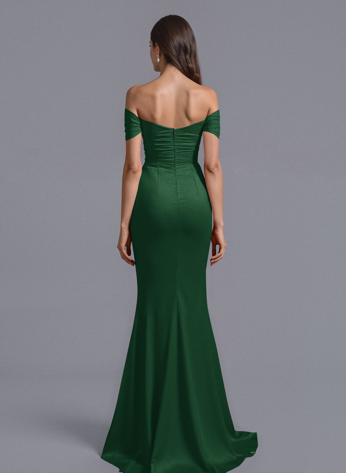 Trumpet/Mermaid Off-The-Shoulder Silk Like Satin Bridesmaid Dresses With Split Front, product image 87