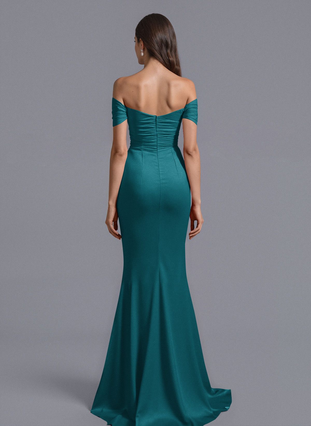 Trumpet/Mermaid Off-The-Shoulder Silk Like Satin Bridesmaid Dresses With Split Front, product image 15