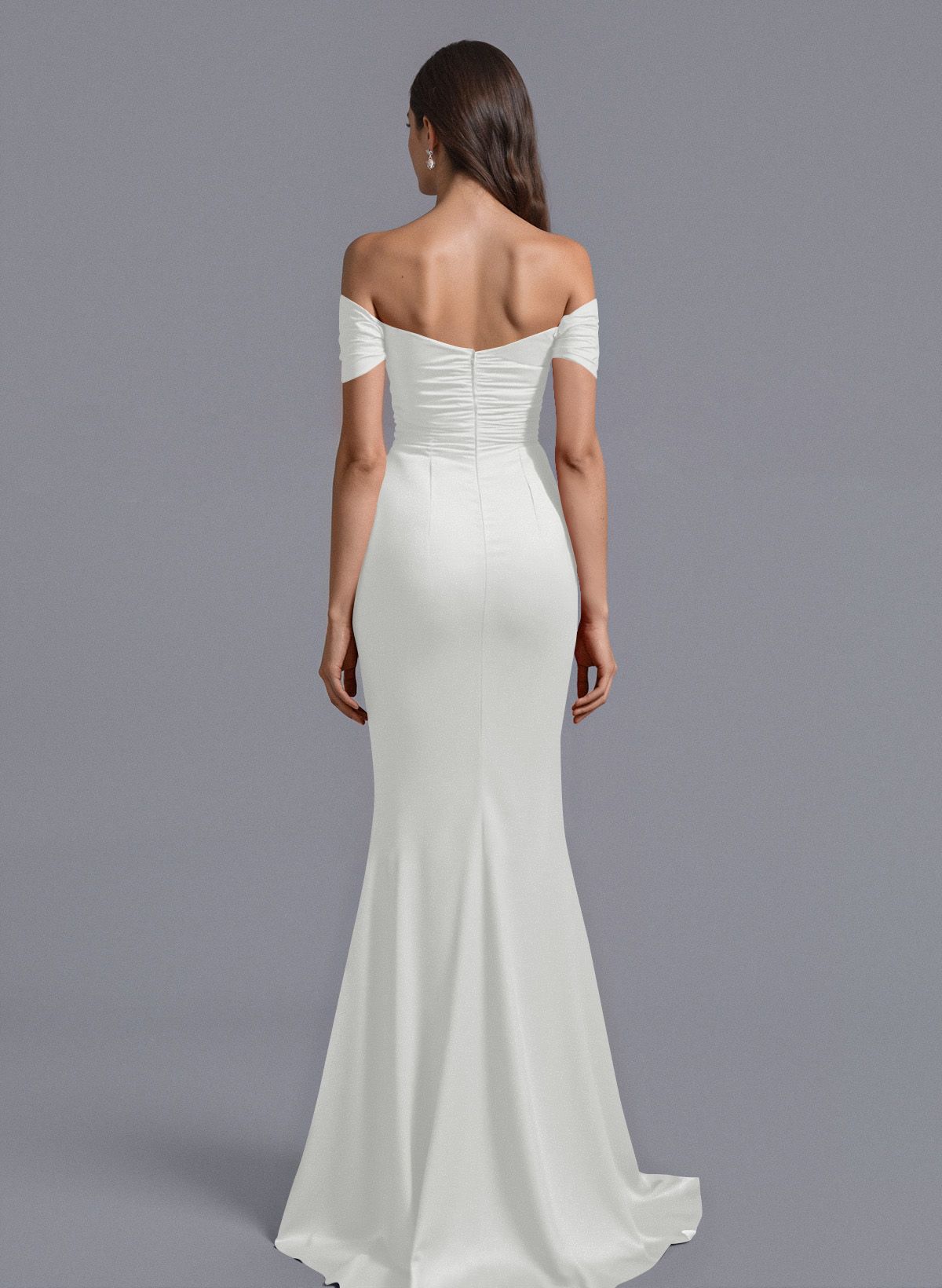 Trumpet/Mermaid Off-The-Shoulder Silk Like Satin Bridesmaid Dresses With Split Front, product image 120