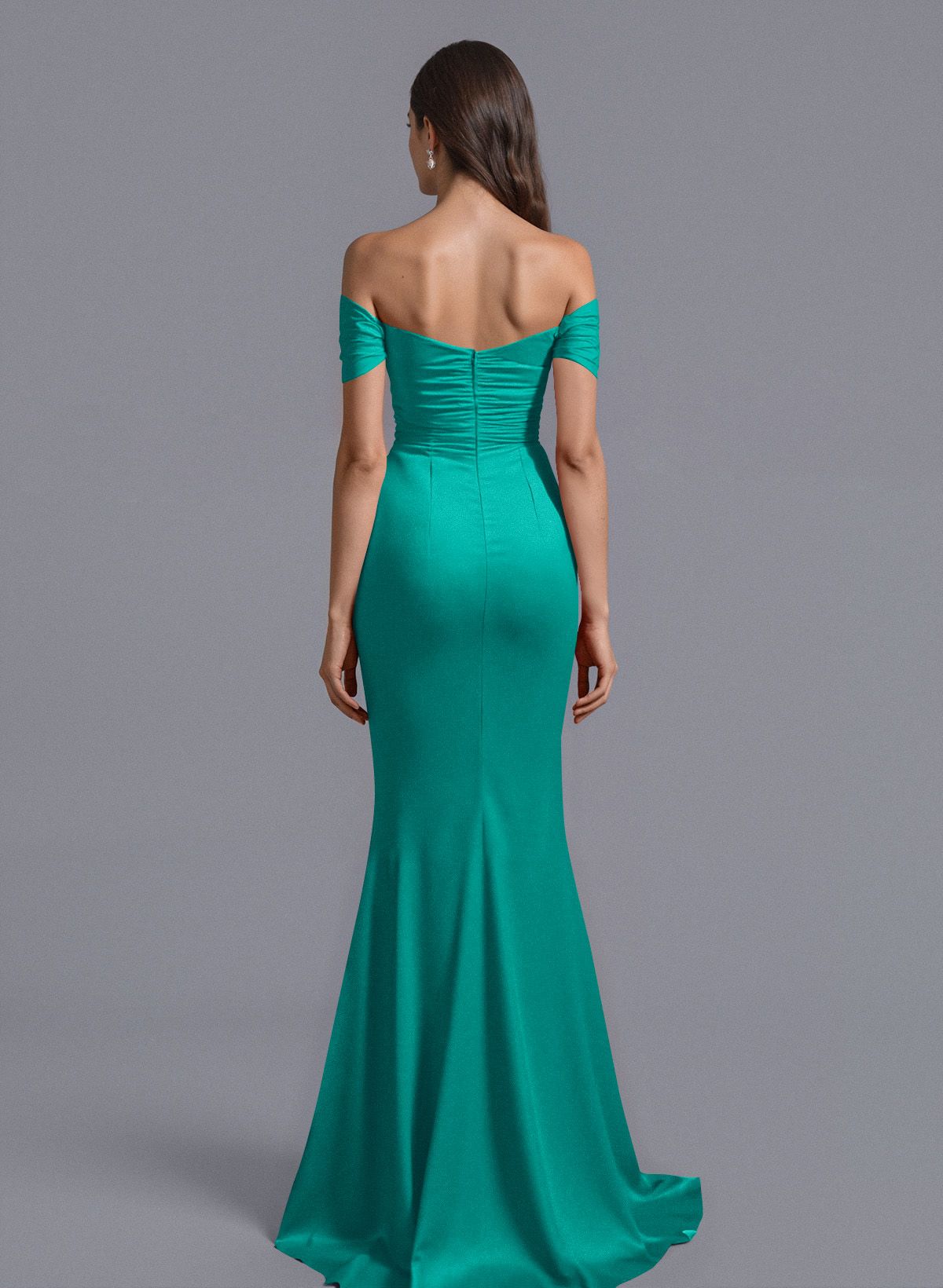 Trumpet/Mermaid Off-The-Shoulder Silk Like Satin Bridesmaid Dresses With Split Front, product image 93
