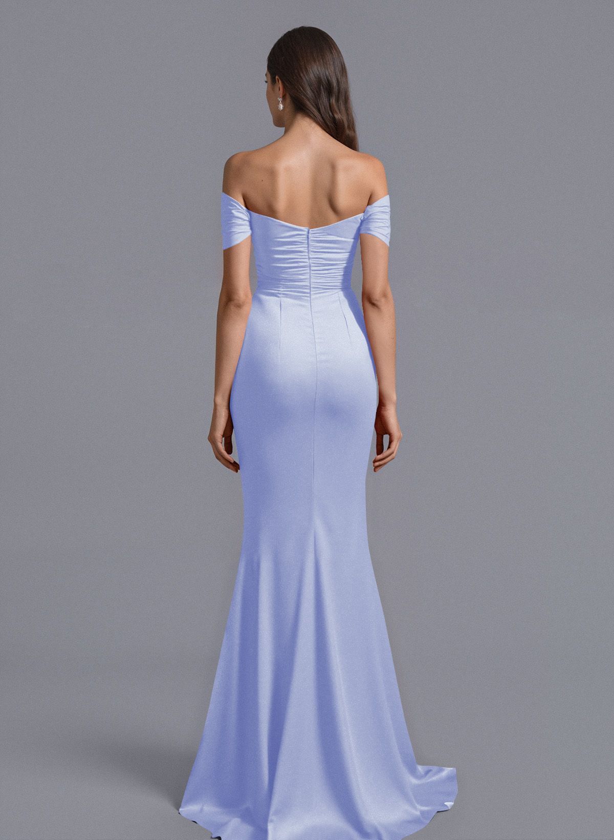 Trumpet/Mermaid Off-The-Shoulder Silk Like Satin Bridesmaid Dresses With Split Front, product image 66
