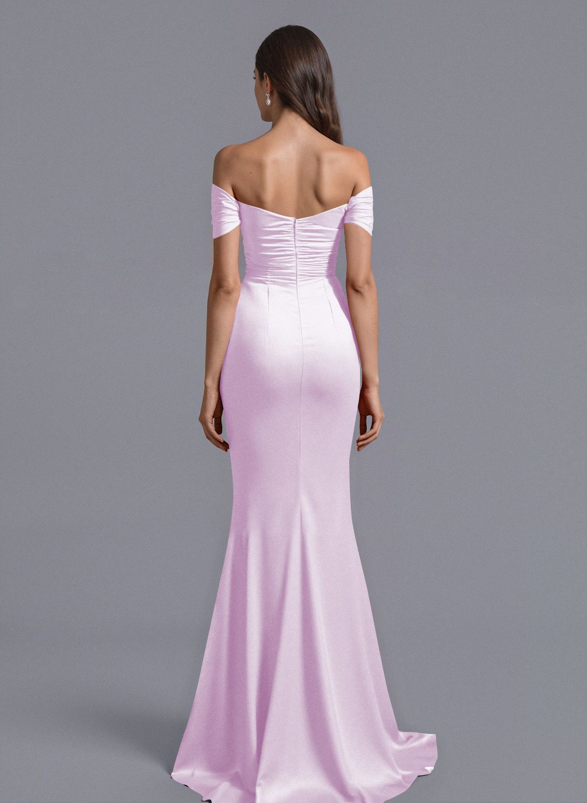 Trumpet/Mermaid Off-The-Shoulder Silk Like Satin Bridesmaid Dresses With Split Front, product image 63