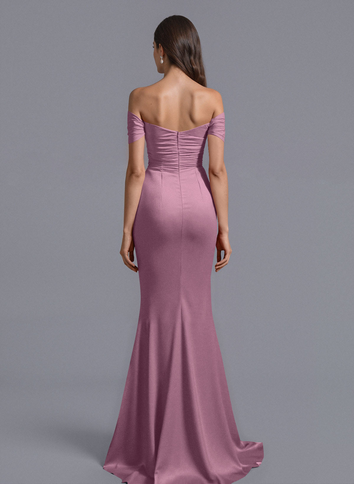 Trumpet/Mermaid Off-The-Shoulder Silk Like Satin Bridesmaid Dresses With Split Front, product image 60