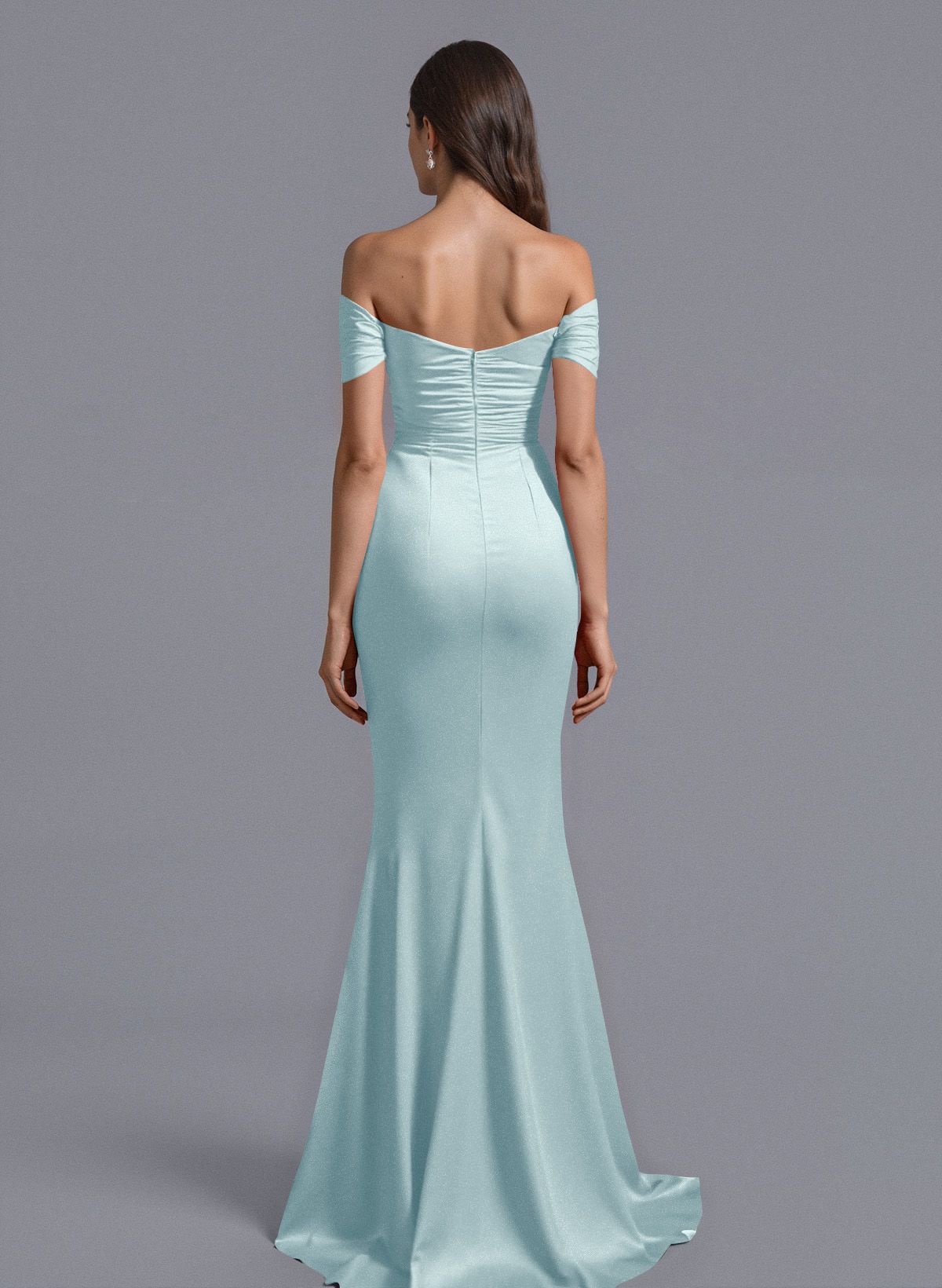 Trumpet/Mermaid Off-The-Shoulder Silk Like Satin Bridesmaid Dresses With Split Front, product image 24