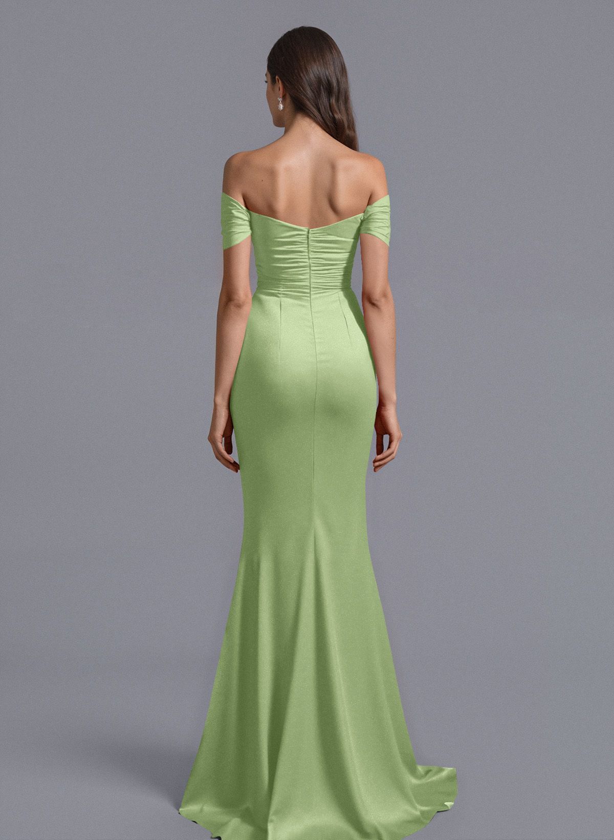Trumpet/Mermaid Off-The-Shoulder Silk Like Satin Bridesmaid Dresses With Split Front, product image 147