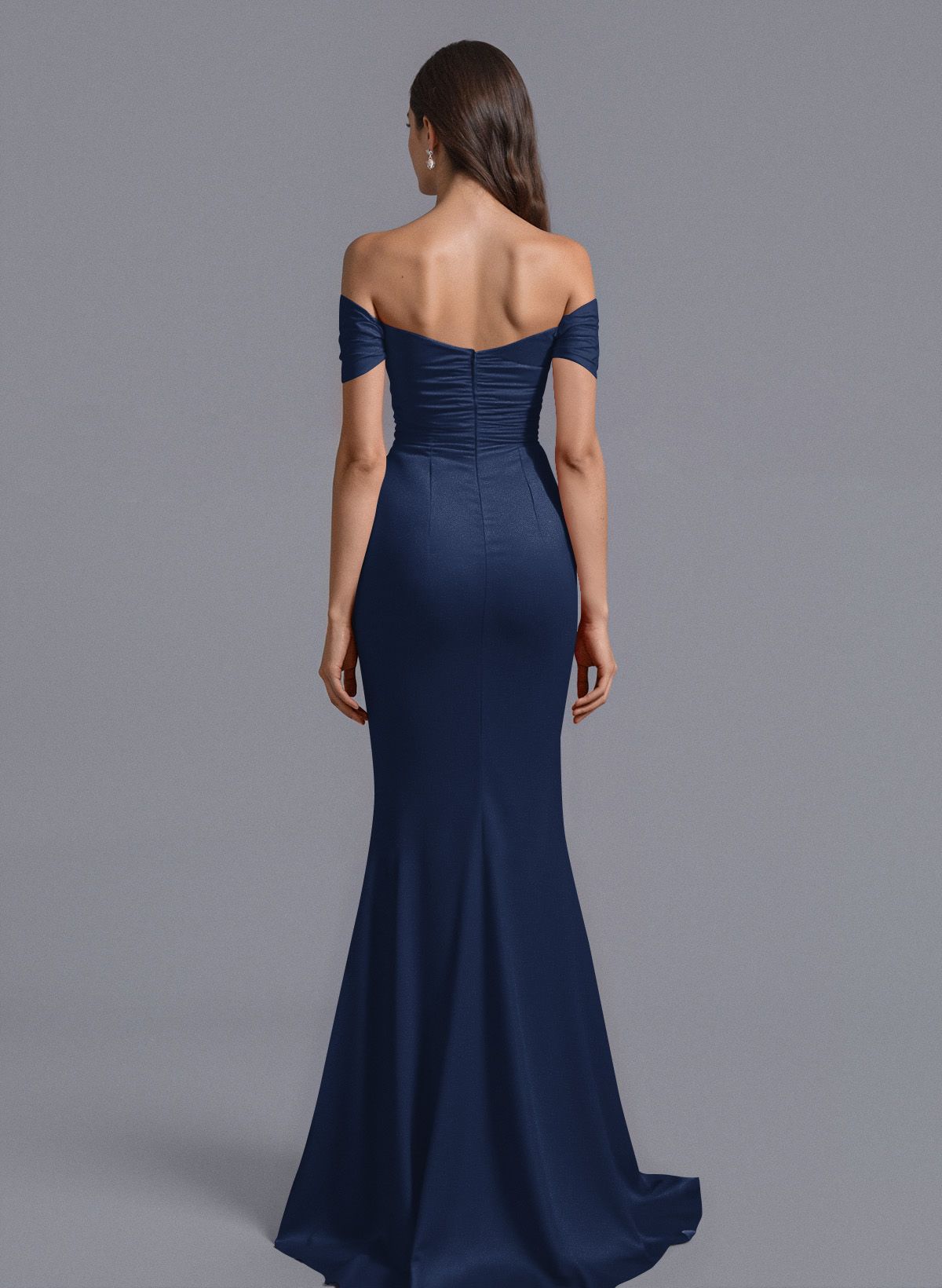 Trumpet/Mermaid Off-The-Shoulder Silk Like Satin Bridesmaid Dresses With Split Front, product image 9