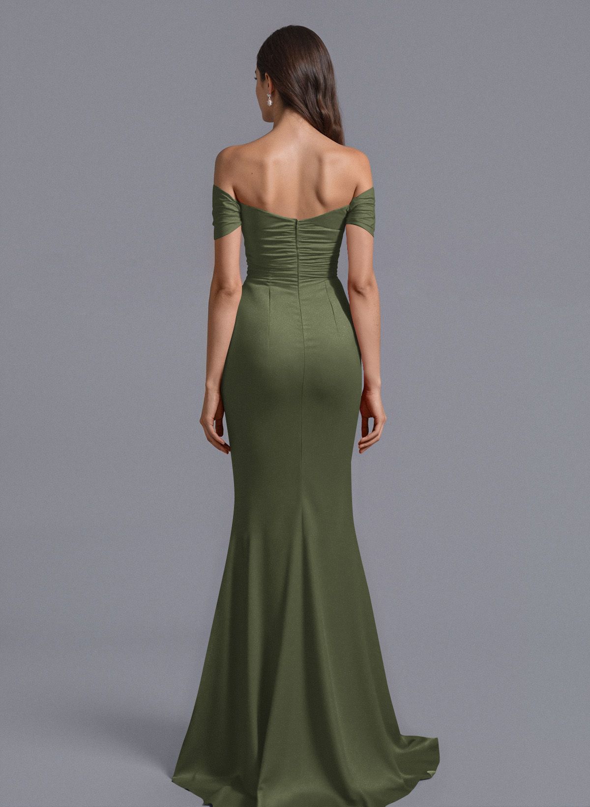 Trumpet/Mermaid Off-The-Shoulder Silk Like Satin Bridesmaid Dresses With Split Front, product image 141