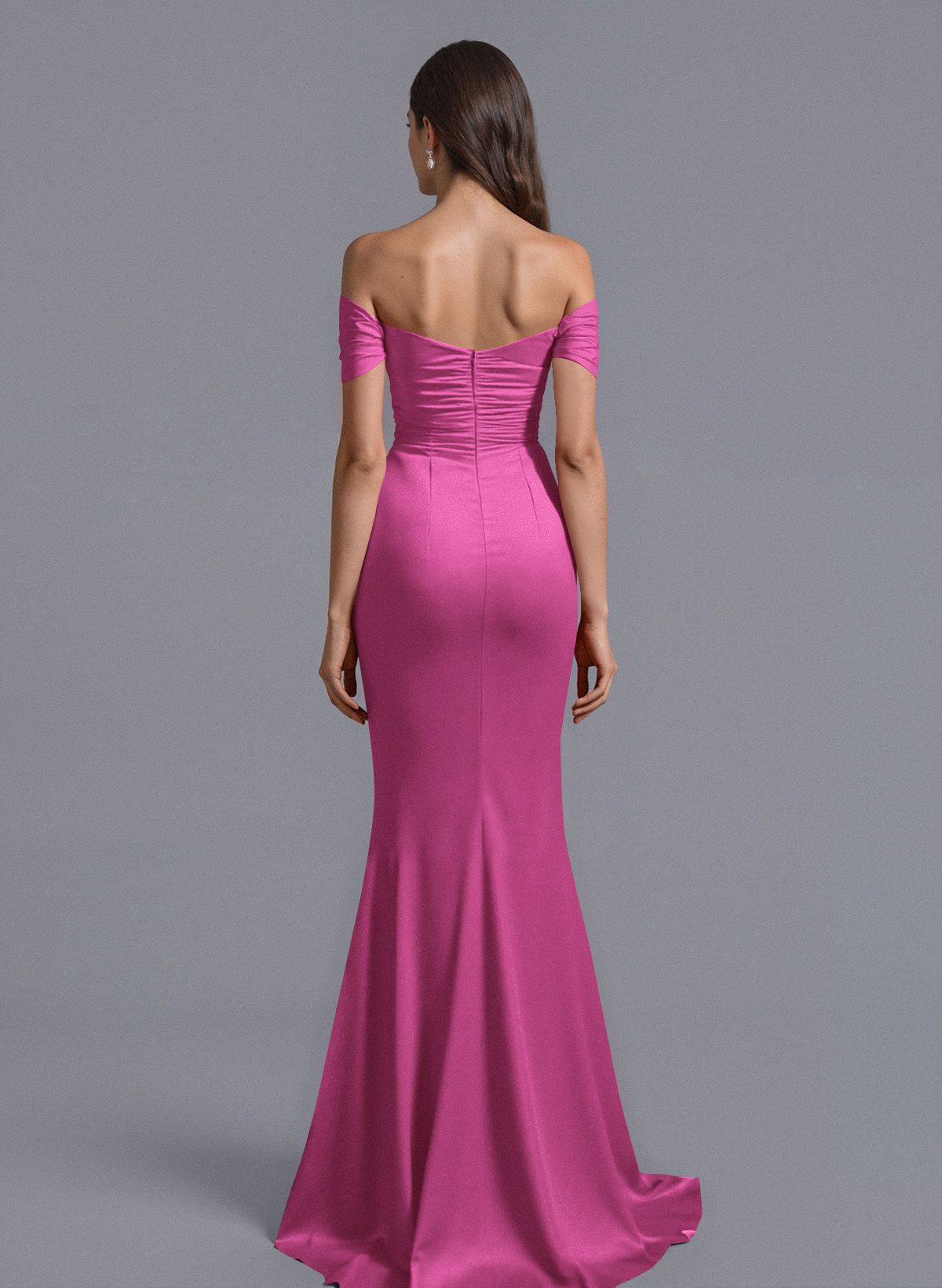 Trumpet/Mermaid Off-The-Shoulder Silk Like Satin Bridesmaid Dresses With Split Front, product image 75