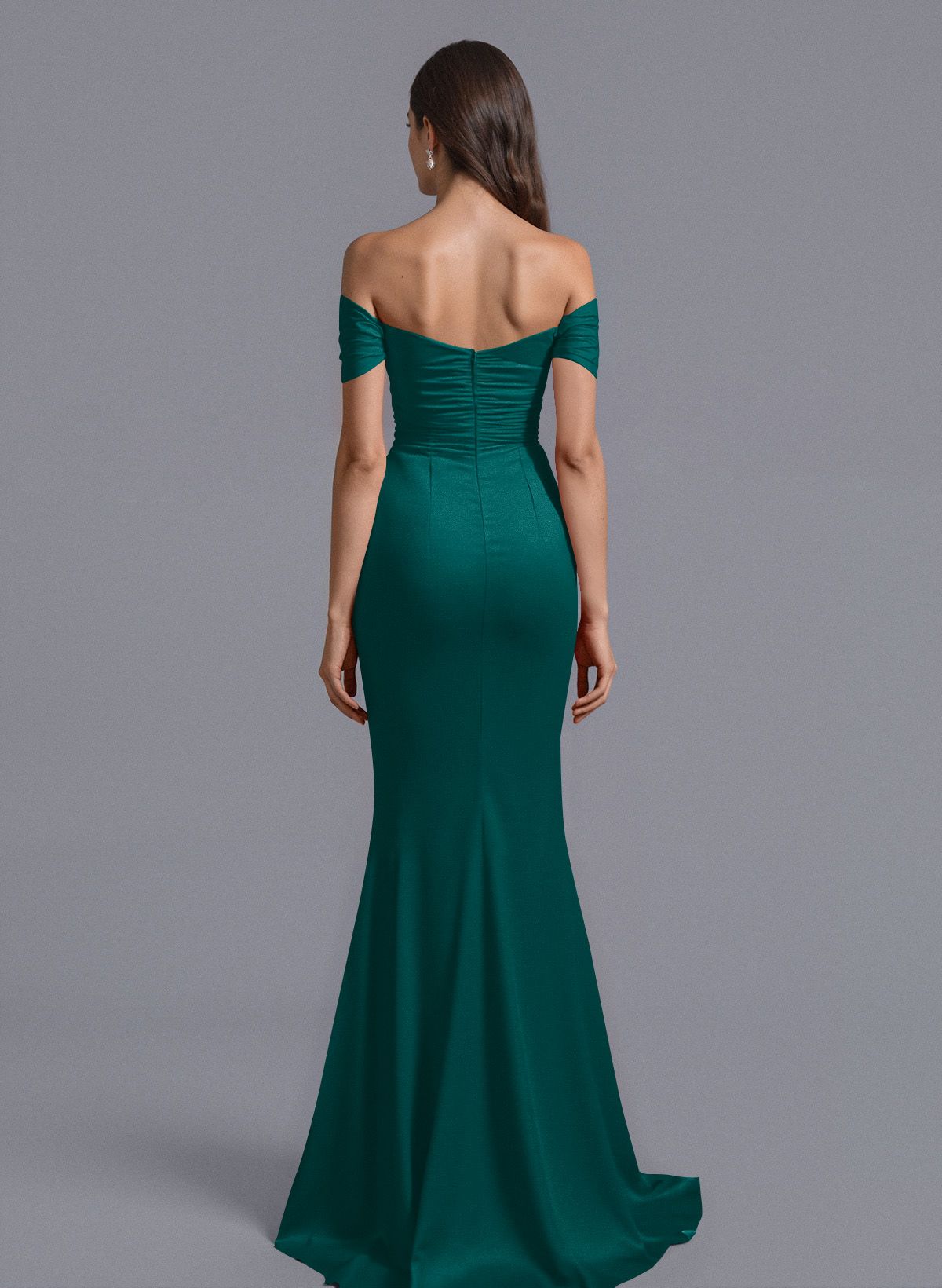 Trumpet/Mermaid Off-The-Shoulder Silk Like Satin Bridesmaid Dresses With Split Front, product image 90