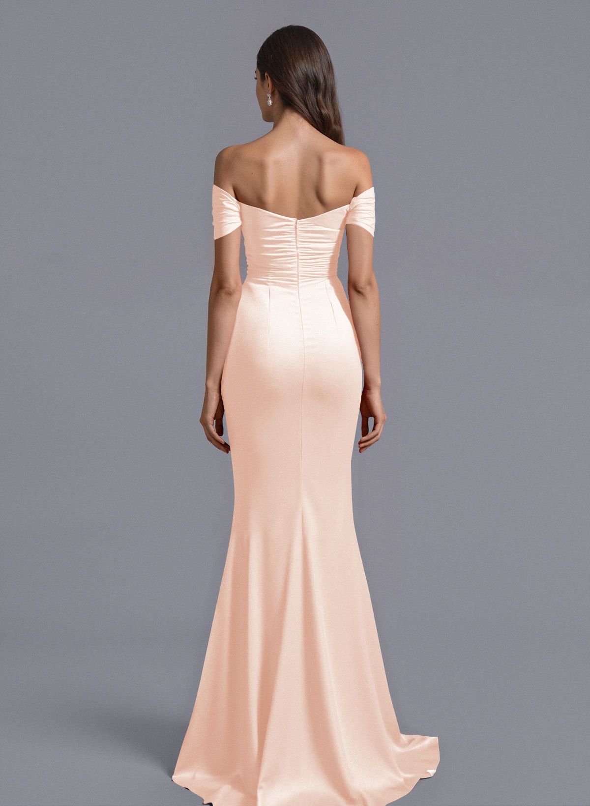 Trumpet/Mermaid Off-The-Shoulder Silk Like Satin Bridesmaid Dresses With Split Front, product image 39