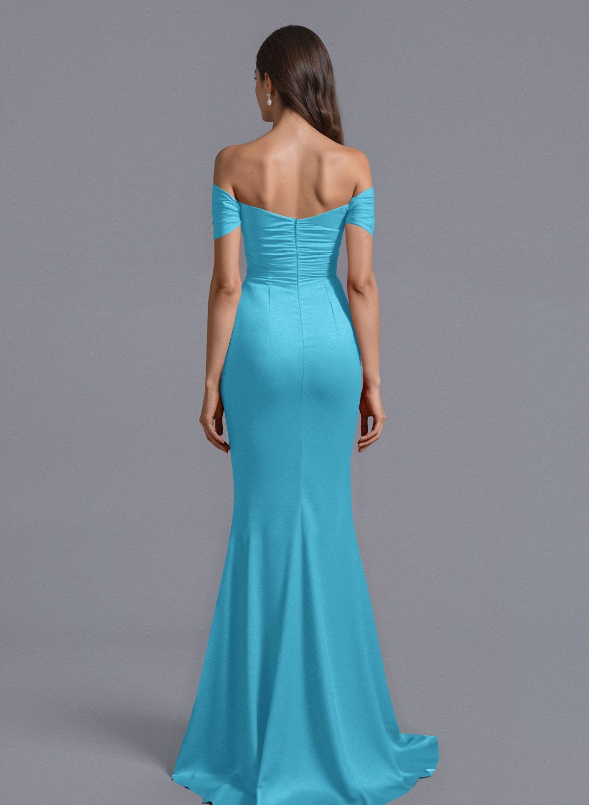 Trumpet/Mermaid Off-The-Shoulder Silk Like Satin Bridesmaid Dresses With Split Front, product image 21