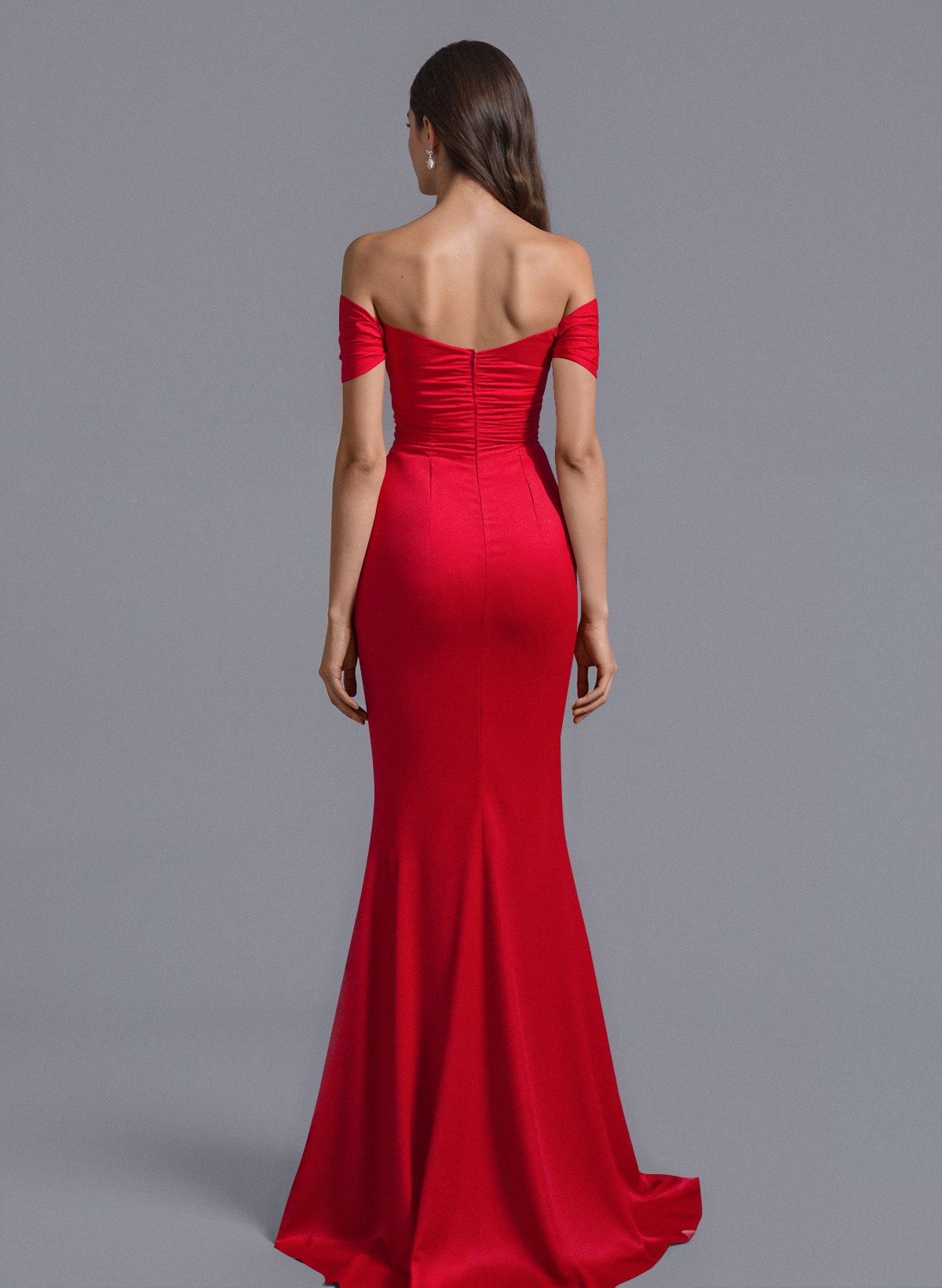 Trumpet/Mermaid Off-The-Shoulder Silk Like Satin Bridesmaid Dresses With Split Front, product image 2