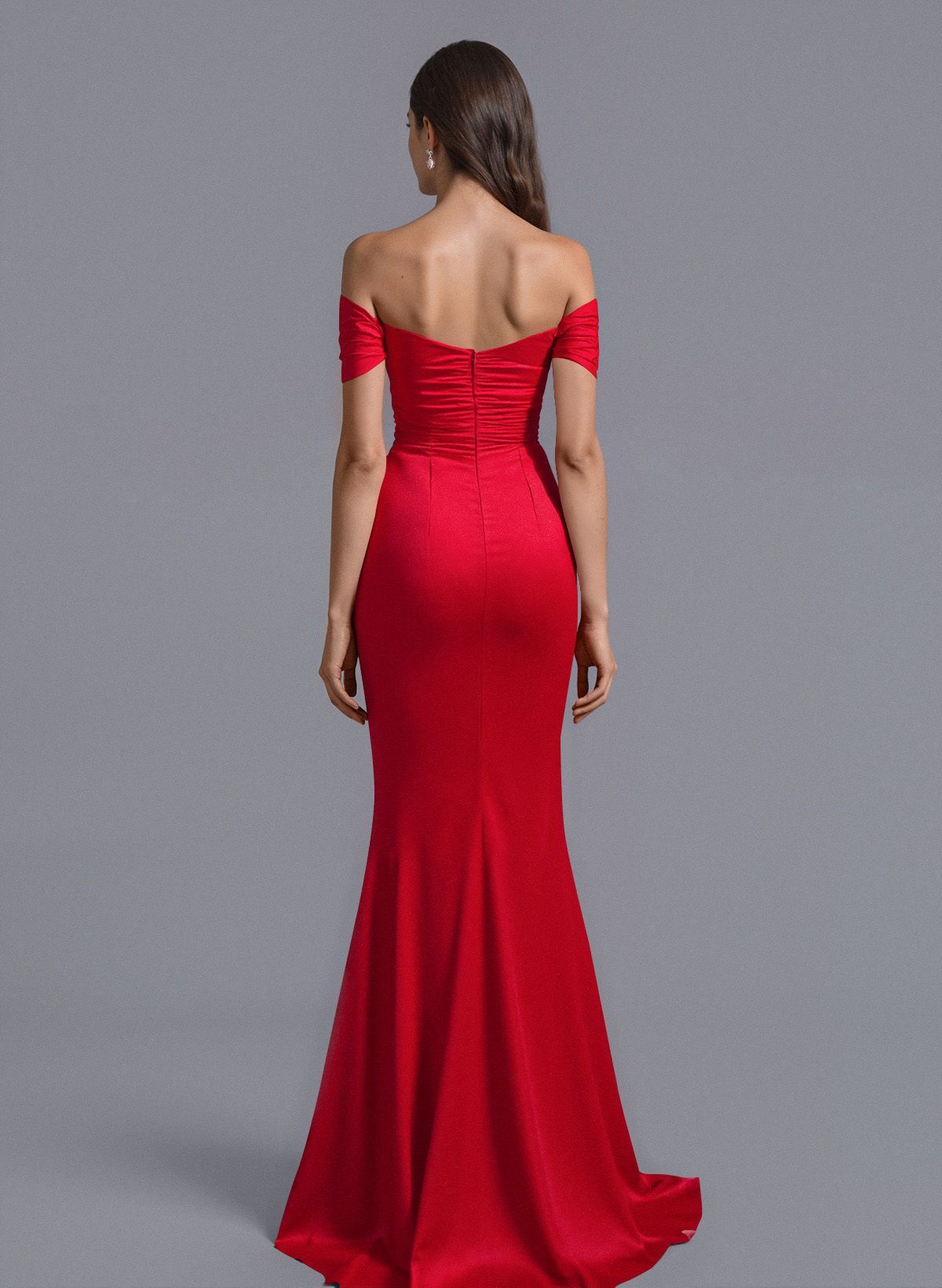 Trumpet/Mermaid Off-The-Shoulder Silk Like Satin Bridesmaid Dresses With Split Front, product image 2