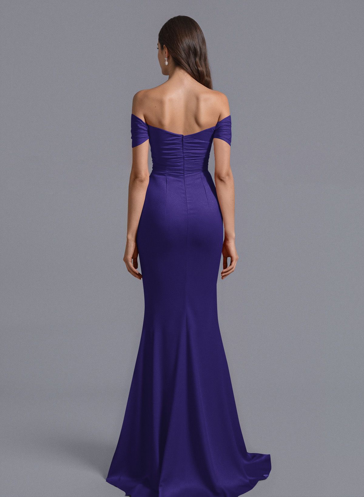 Trumpet/Mermaid Off-The-Shoulder Silk Like Satin Bridesmaid Dresses With Split Front, product image 84