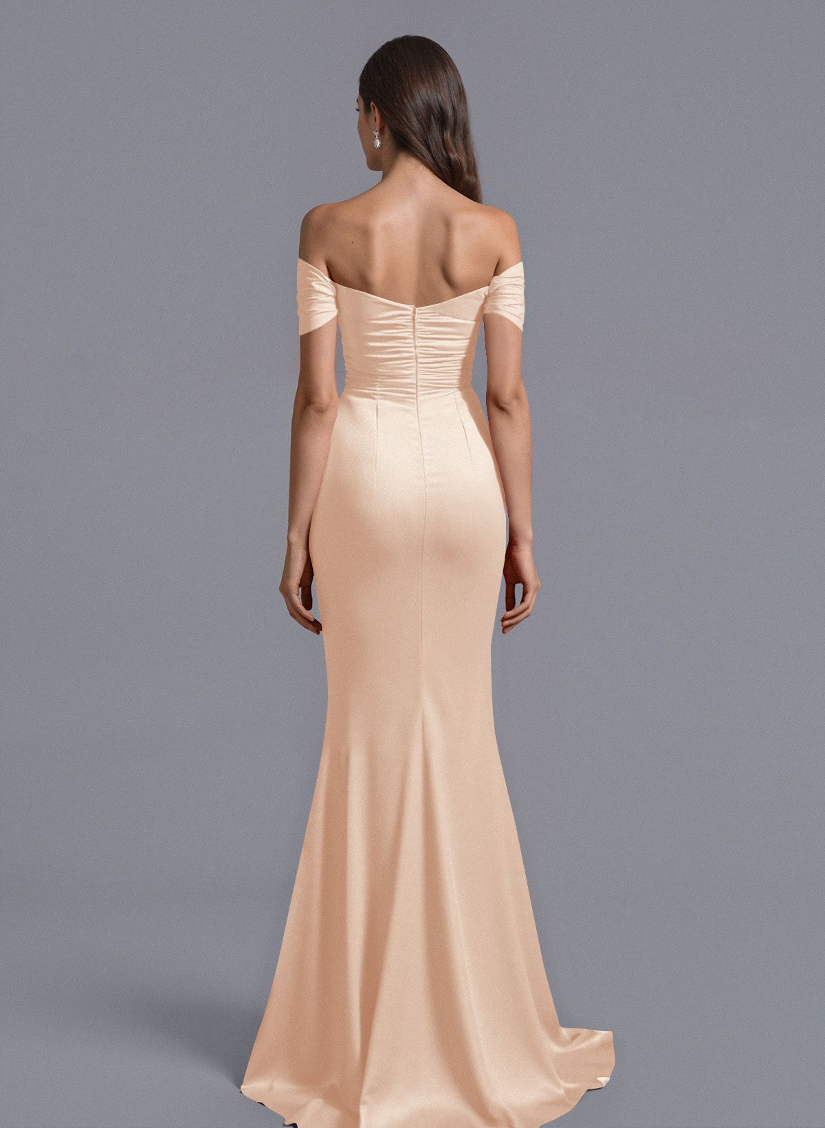 Trumpet/Mermaid Off-The-Shoulder Silk Like Satin Bridesmaid Dresses With Split Front, product image 144