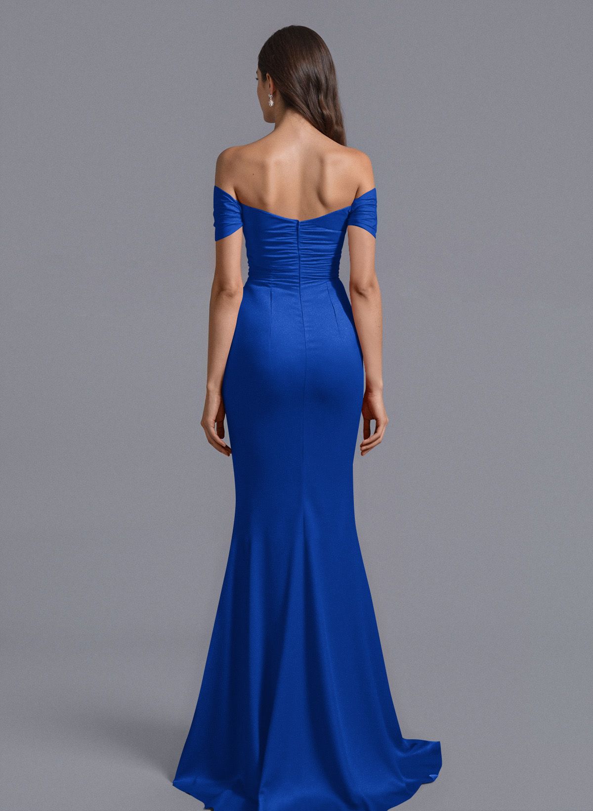 Trumpet/Mermaid Off-The-Shoulder Silk Like Satin Bridesmaid Dresses With Split Front, product image 18
