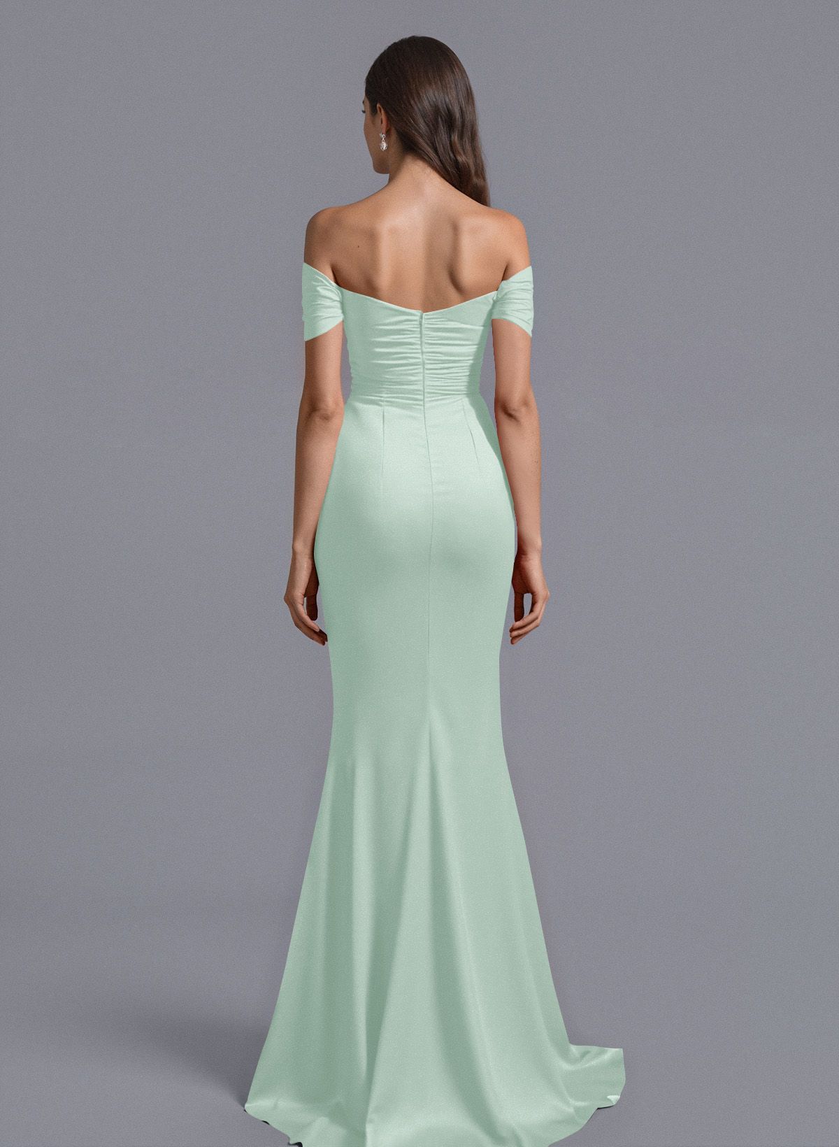 Trumpet/Mermaid Off-The-Shoulder Silk Like Satin Bridesmaid Dresses With Split Front, product image 99