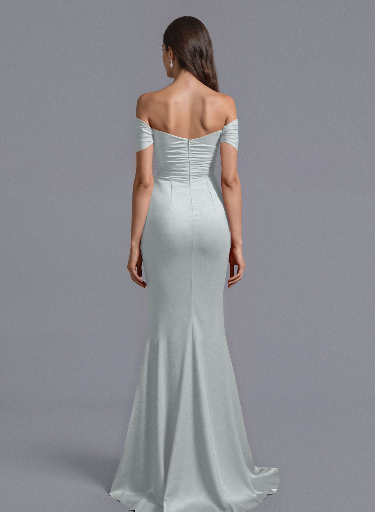 Trumpet/Mermaid Off-The-Shoulder Silk Like Satin Bridesmaid Dresses With Split Front, product image 126