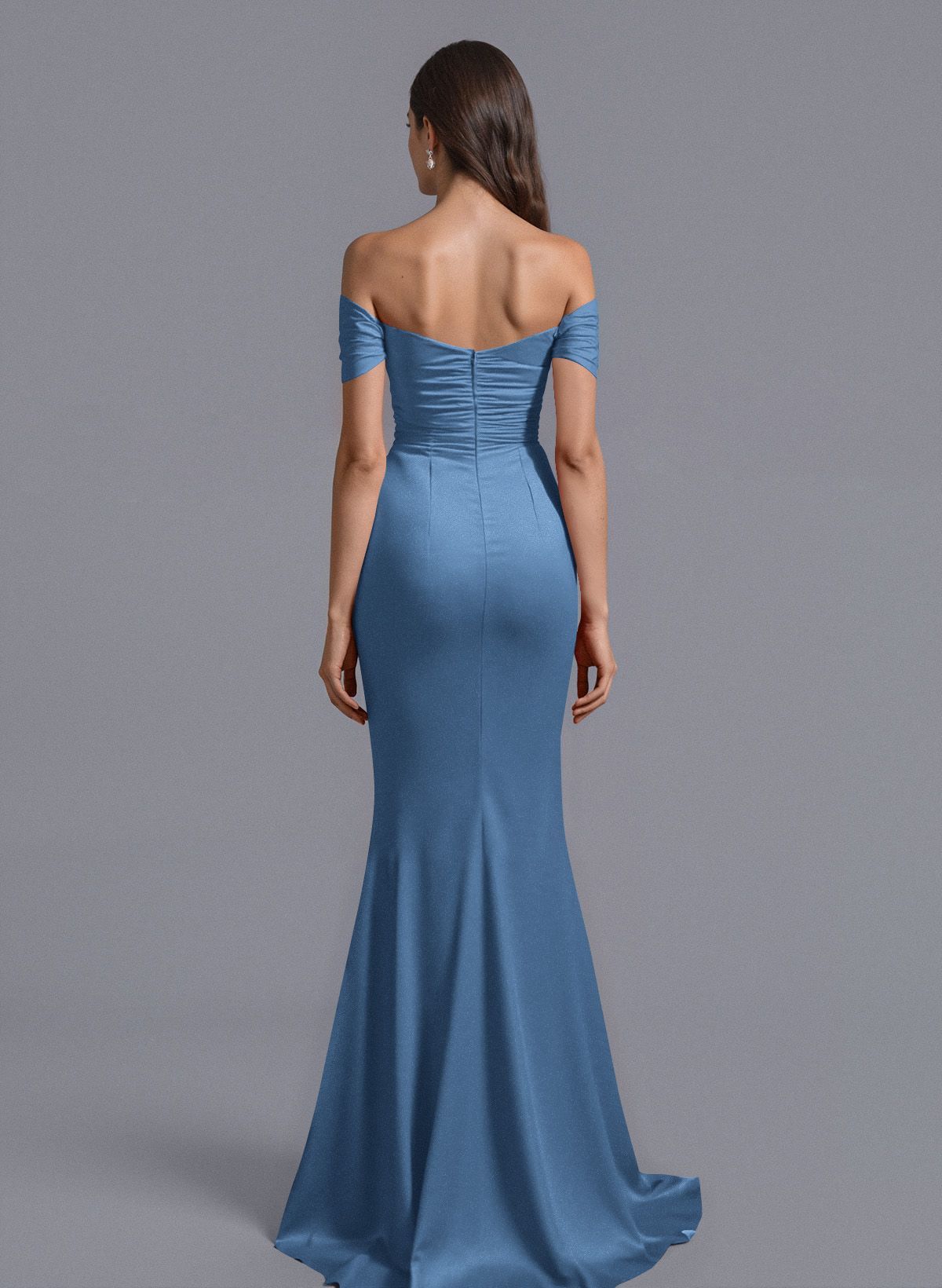 Trumpet/Mermaid Off-The-Shoulder Silk Like Satin Bridesmaid Dresses With Split Front, product image 12