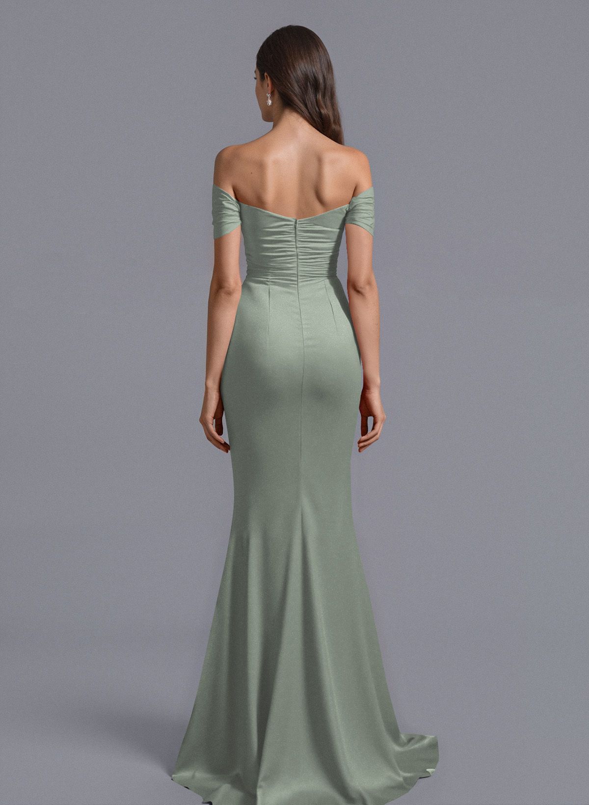 Trumpet/Mermaid Off-The-Shoulder Silk Like Satin Bridesmaid Dresses With Split Front, product image 129